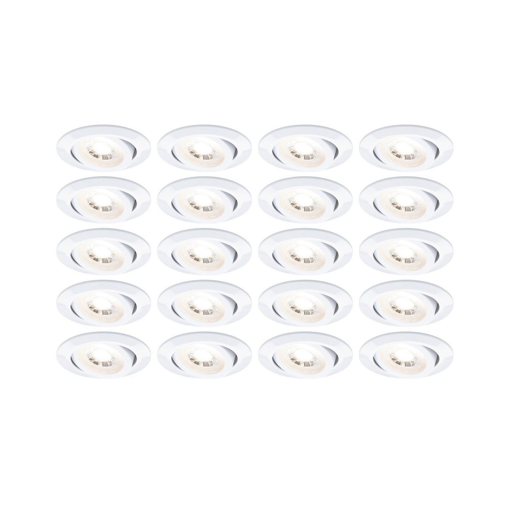 LED innbyggingsspot svingbar hvit Ø8 cm 4,8W 20-pakning Paulmann detalj