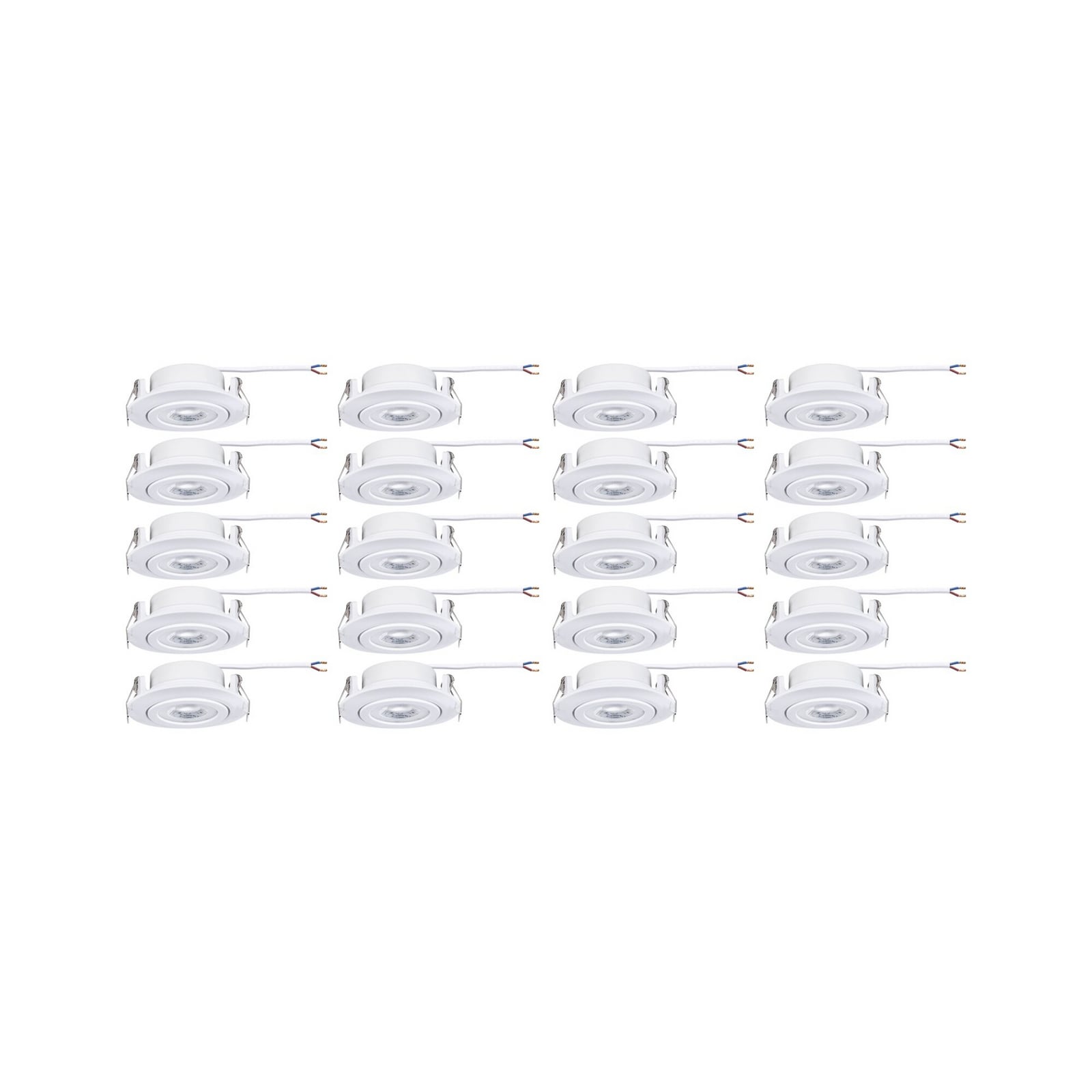LED innbyggingsspot svingbar hvit Ø8 cm 4,8W 20-pakning Paulmann montert i tak
