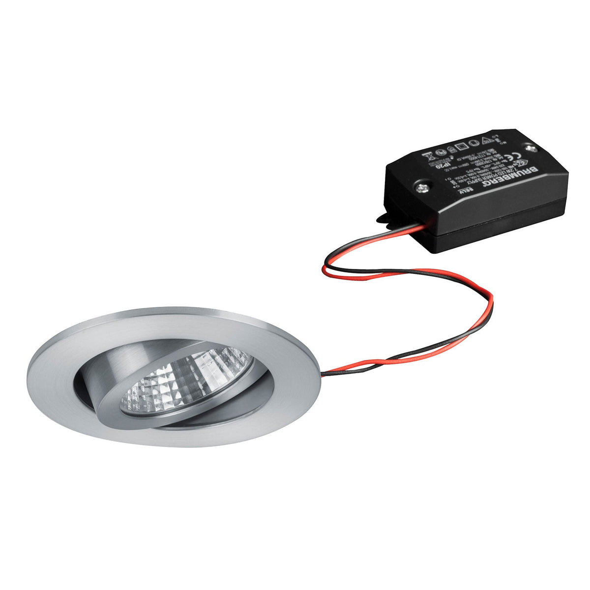 LED innbyggingsspot svingbar rund aluminium 38° 7W 2700K forfra