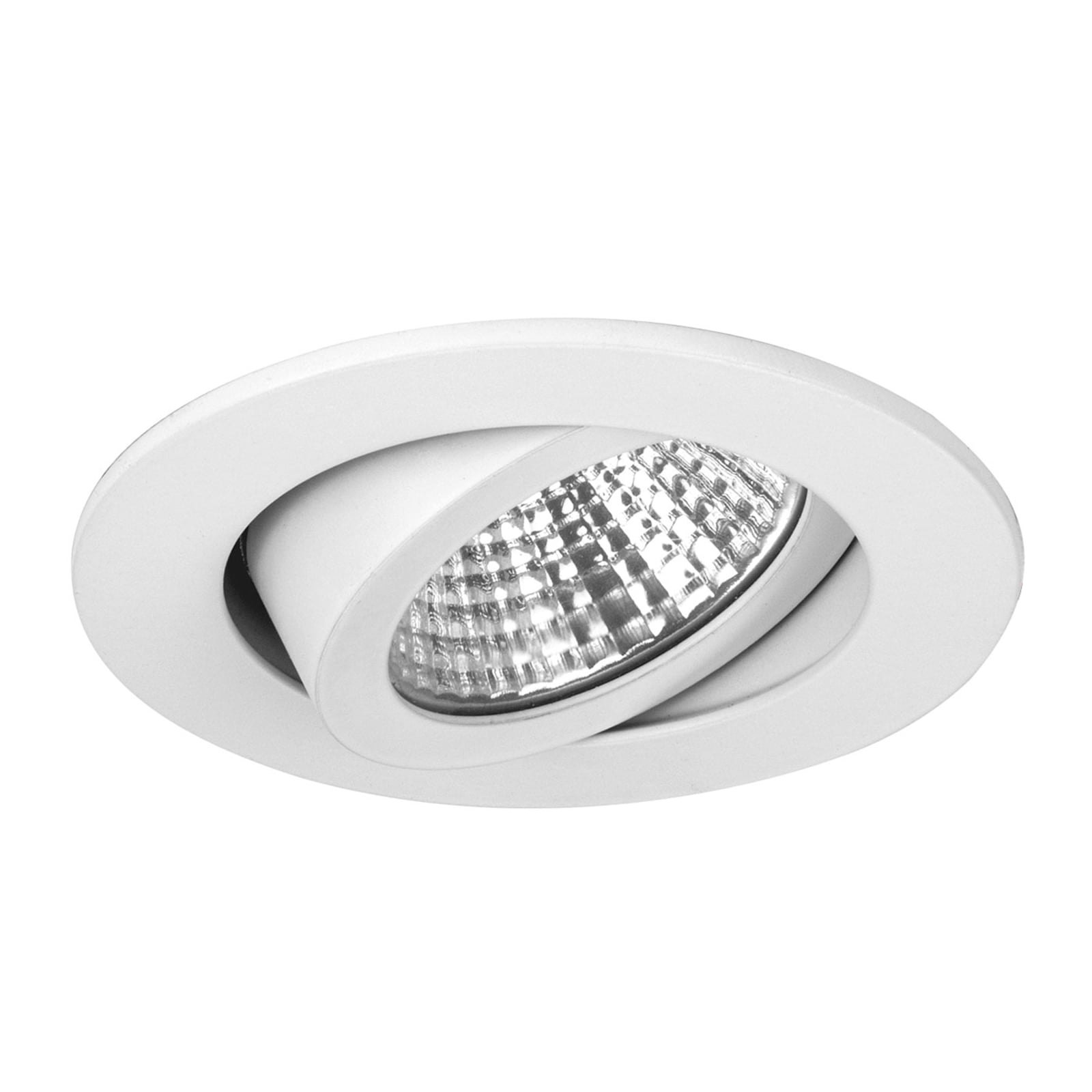 LED innbyggingsspot svingbar rund hvit aluminium 7W 2700K bakside