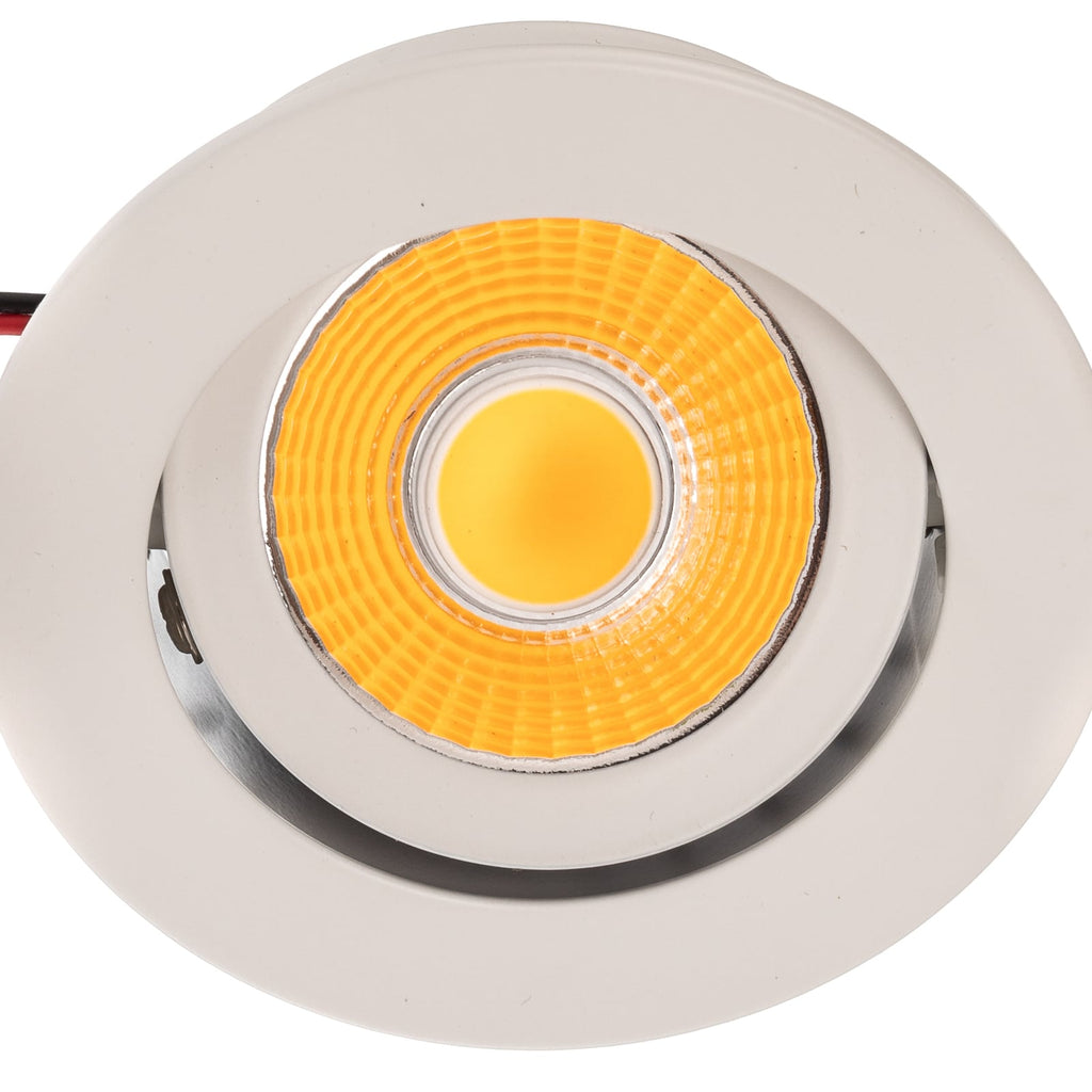 LED innbyggingsspot svingbar rund hvit aluminium 7W 2700K montert i tak
