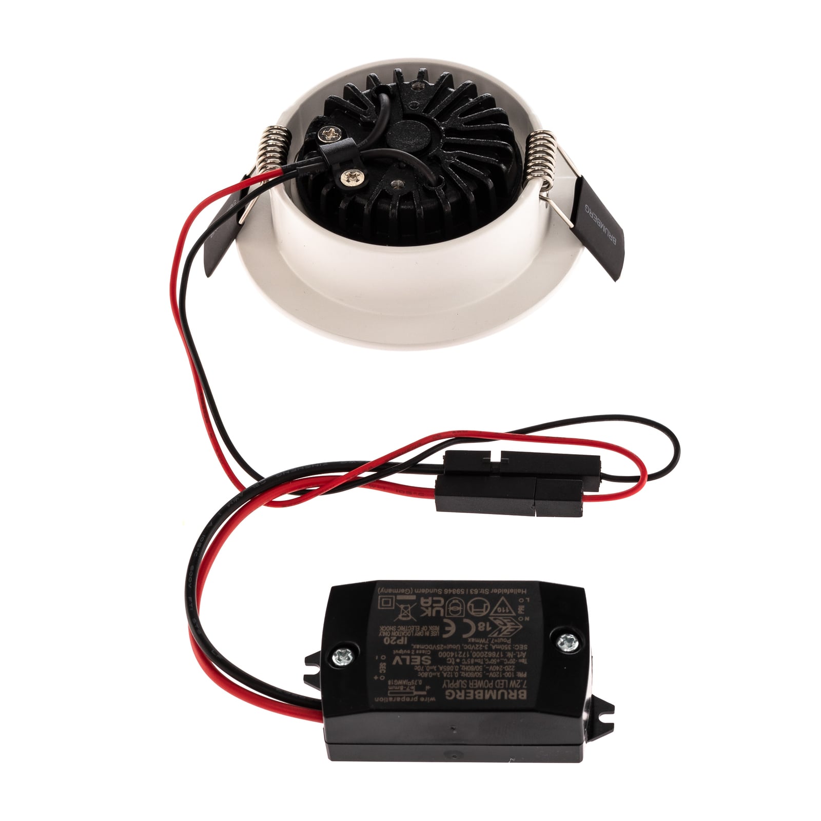 Nærbilde av LED innbyggingsspot svingbar rund hvit aluminium 7W 2700K