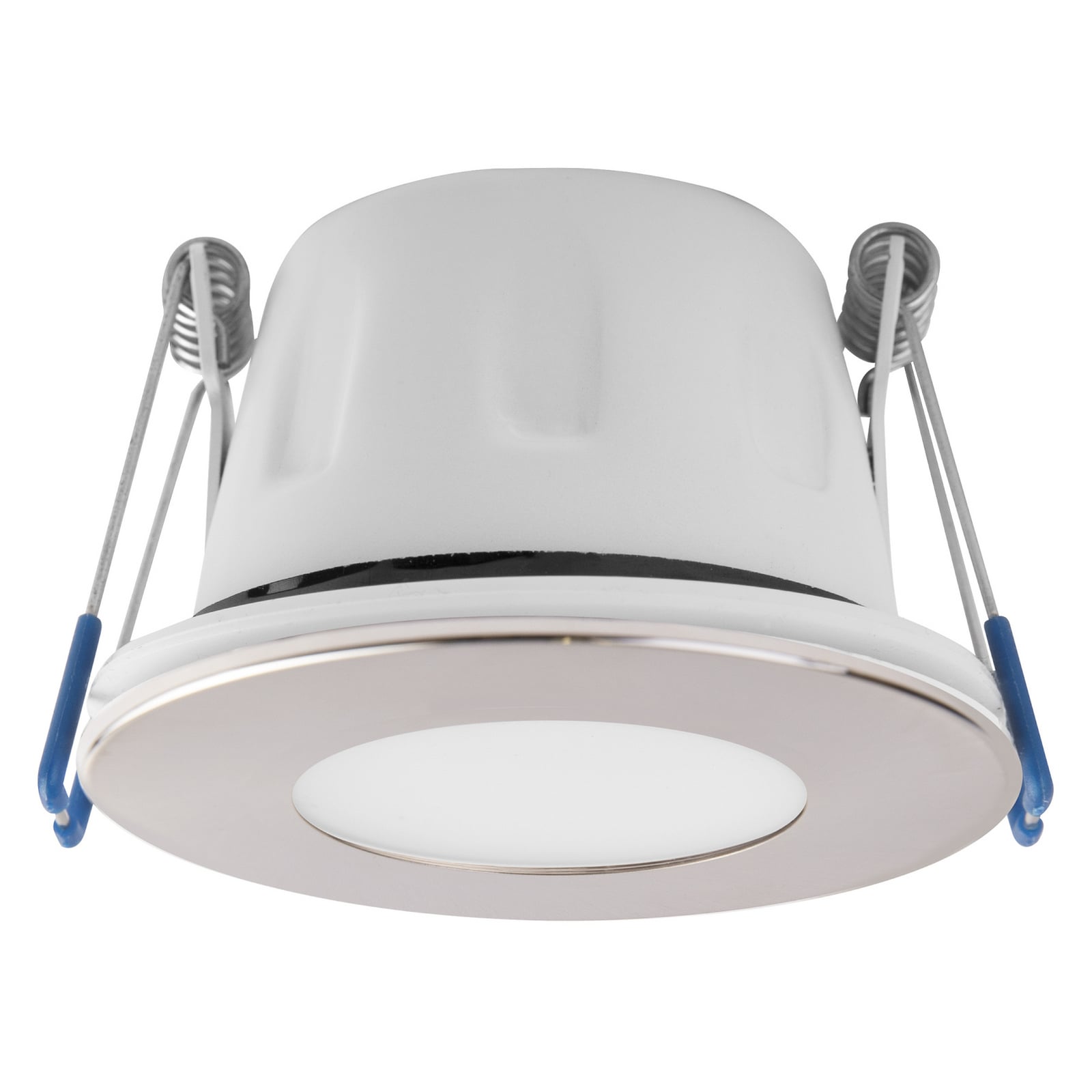 LED innbyggingsspot Tego Slim dimbar 5,5W IP65 nikkel fra forfra