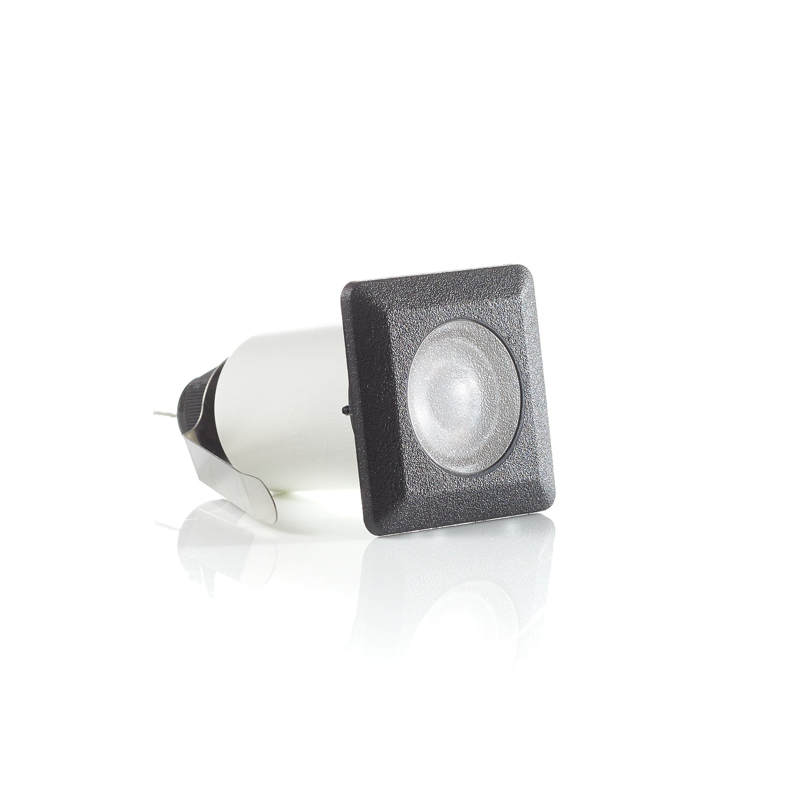 LED innbyggingsspot Teresa firkantet svart IP67 3000K detalj av ramme