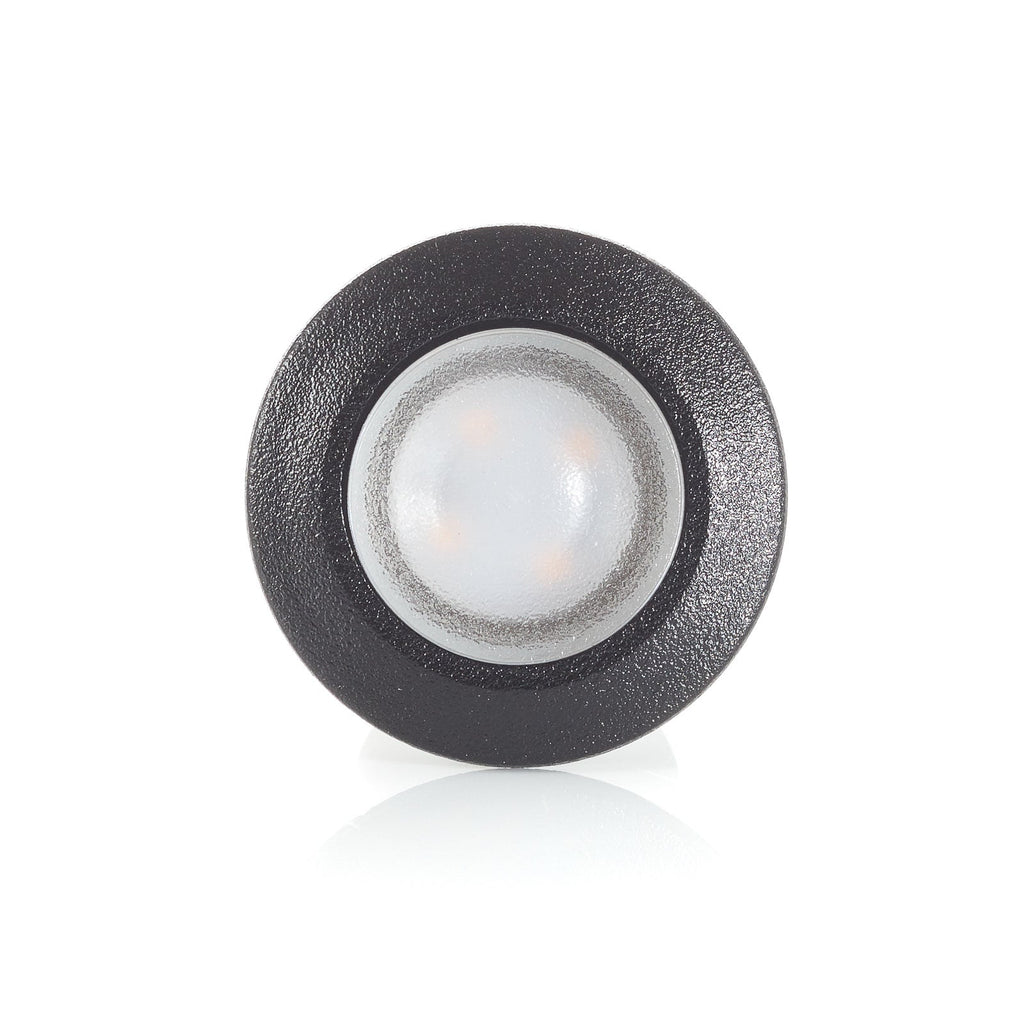 LED innbyggingsspot Teresa rund svart IP67 3000K montert i tak