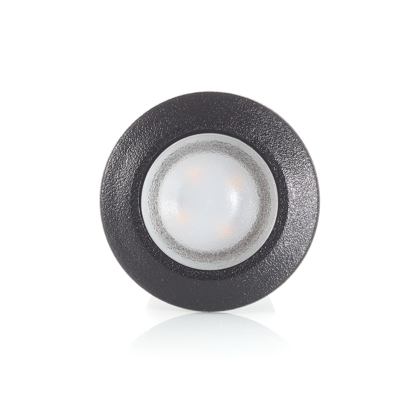LED innbyggingsspot Teresa rund svart IP67 3000K montert i tak