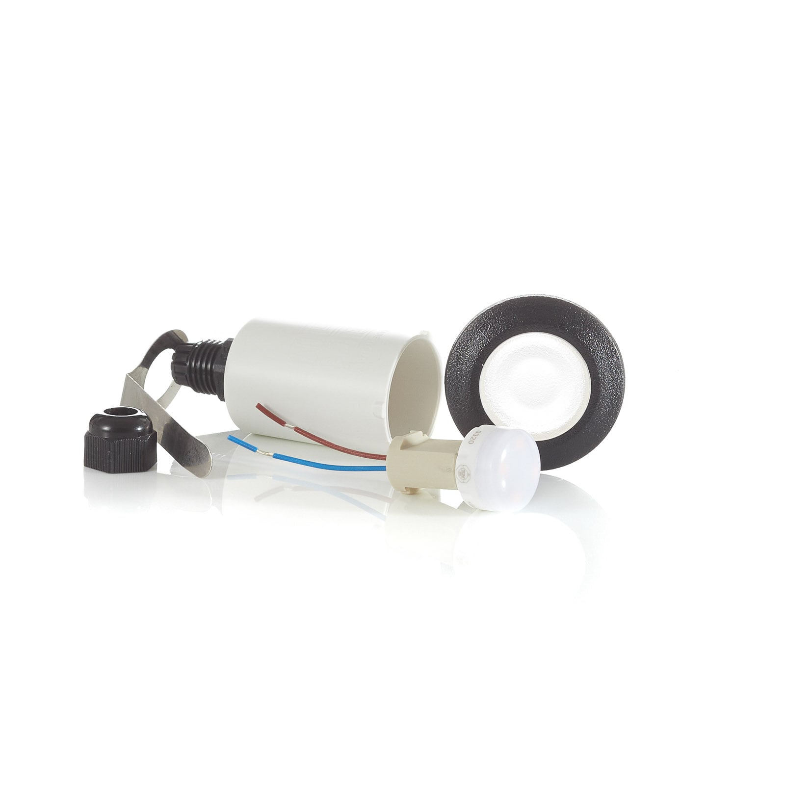 LED innbyggingsspot Teresa rund svart IP67 3000K detalj