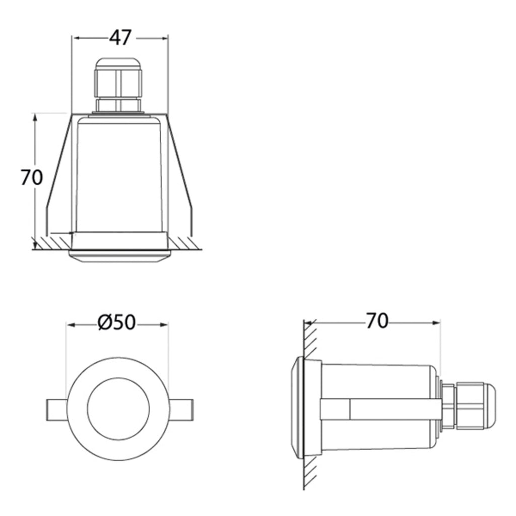 LED innbyggingsspot Teresa rund svart IP67 3000K i bruk