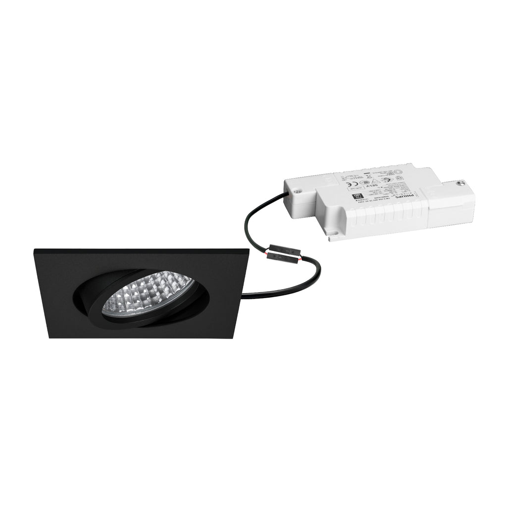 LED innbyggingsspot Tirrel-S kvadratisk dimbar svart matt 6W forfra