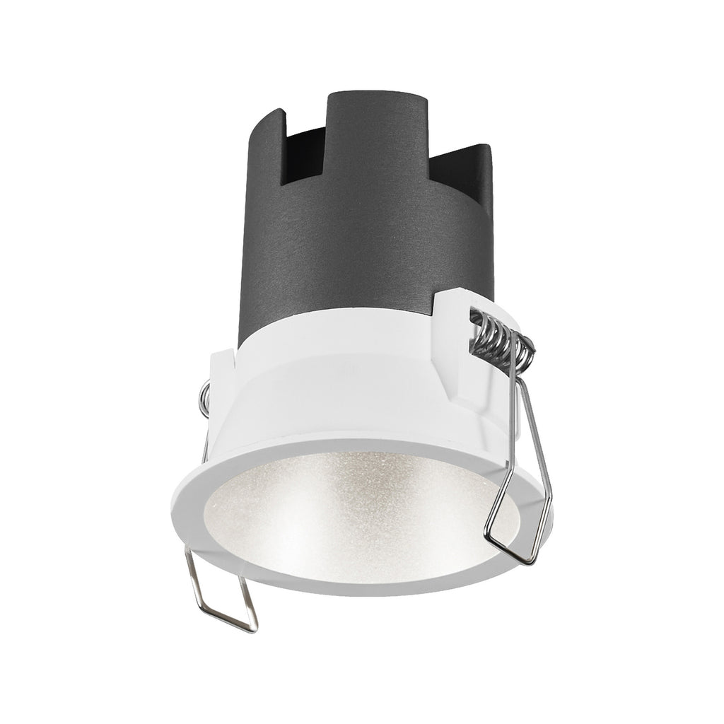 LED innbyggingsspot Twist svingbar Ø7 cm 4000K hvit/sølv montert i tak