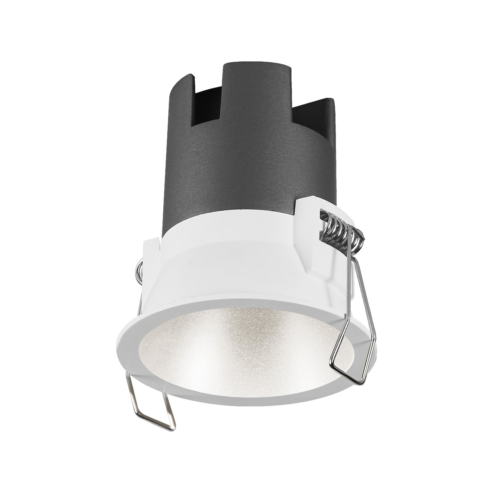 LED innbyggingsspot Twist svingbar Ø7 cm 4000K hvit/sølv montert i tak