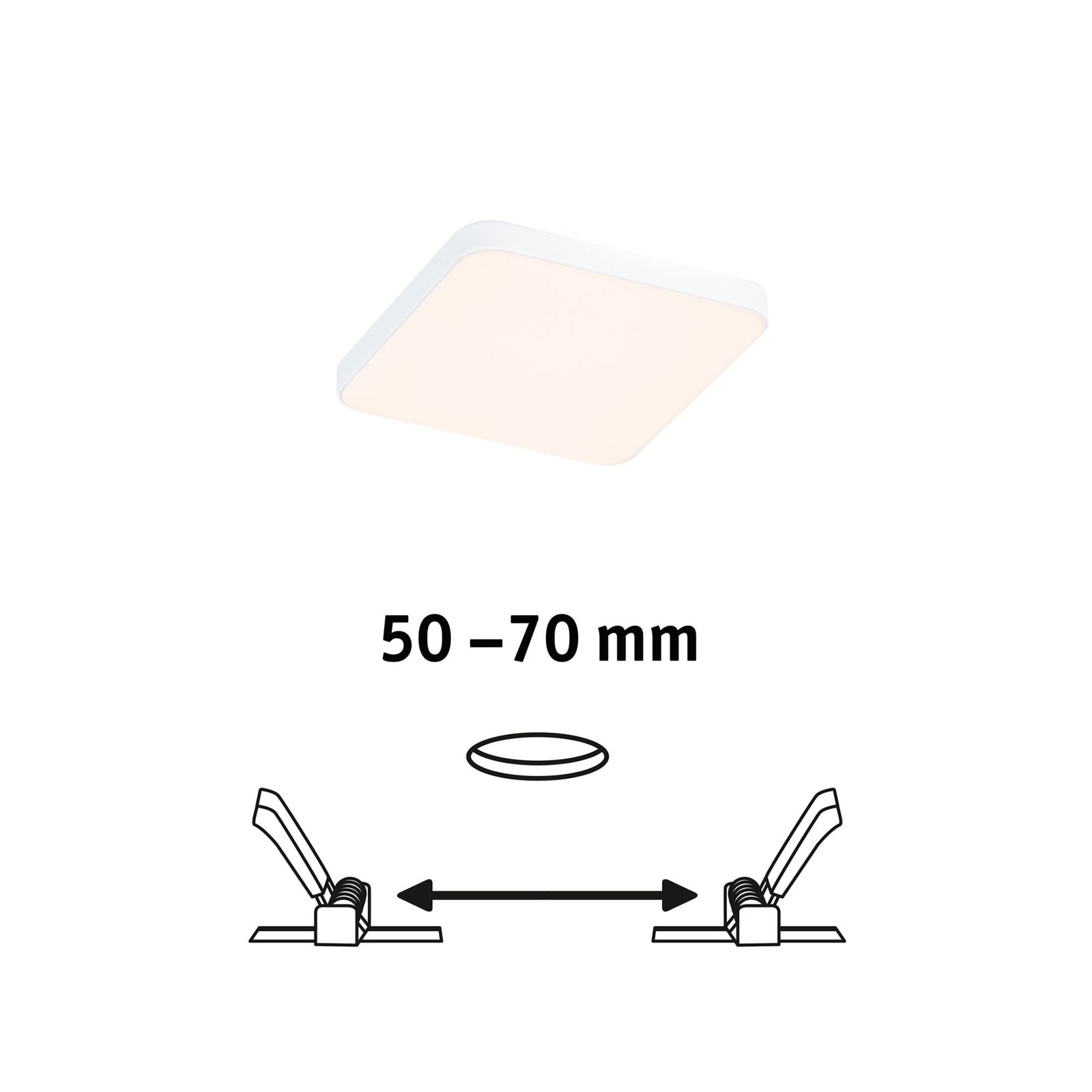 LED innbyggingsspot Veluna Edge 9x9 cm 3000K IP44 hvit detalj