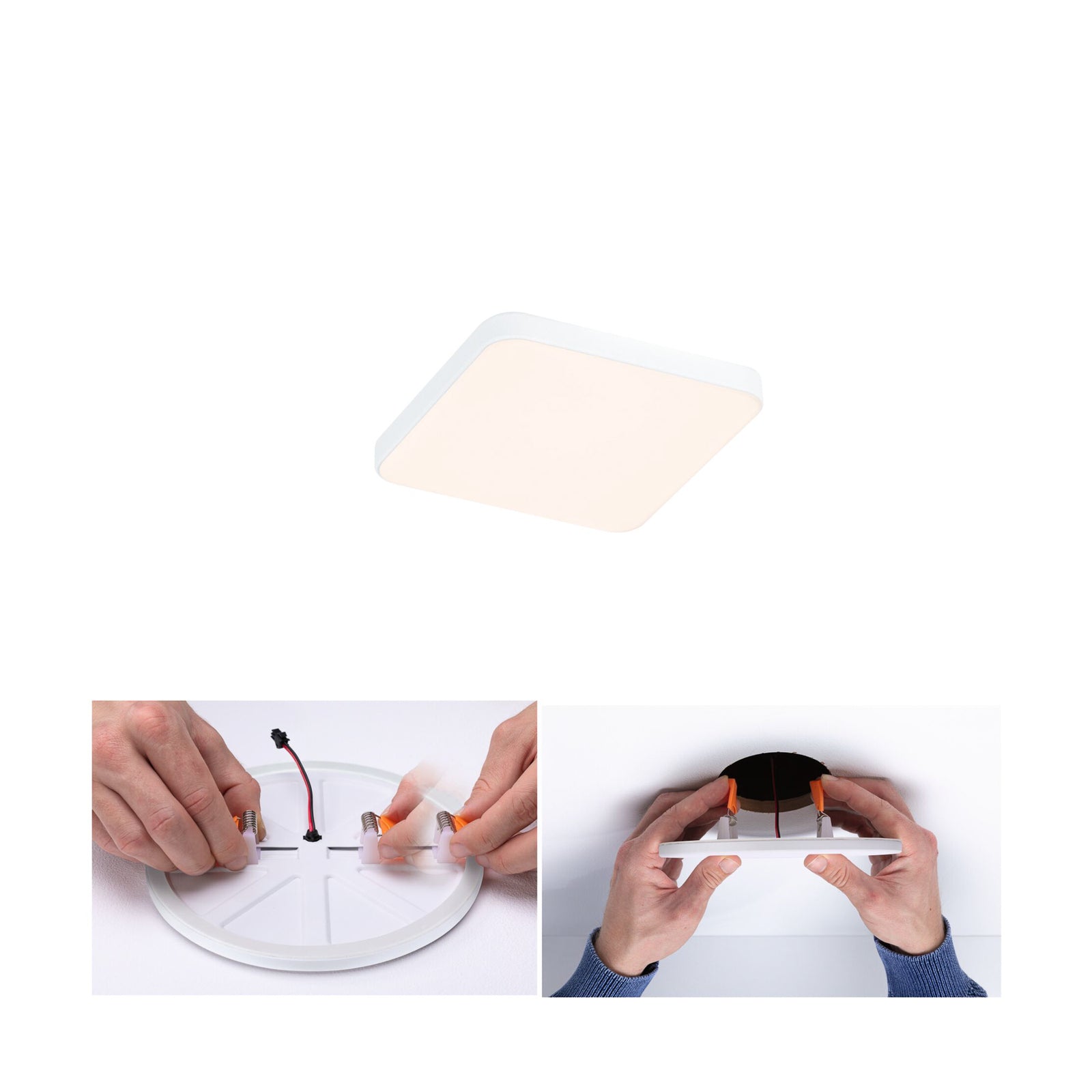 LED innbyggingsspot Veluna Edge 9x9 cm 3000K IP44 hvit forfra