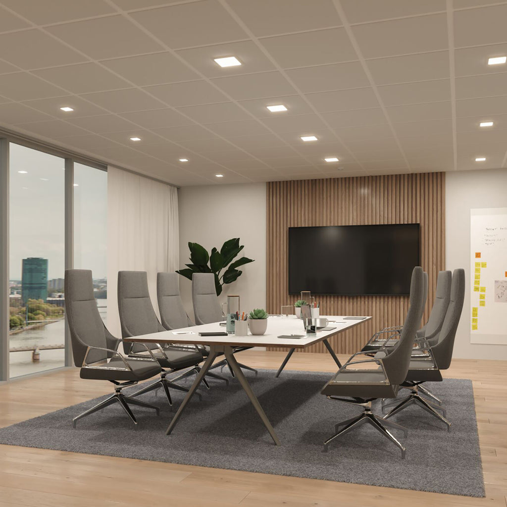 LED innbyggingsspot Veluna Edge 9x9 cm 3000K IP44 hvit installasjonsdetalj