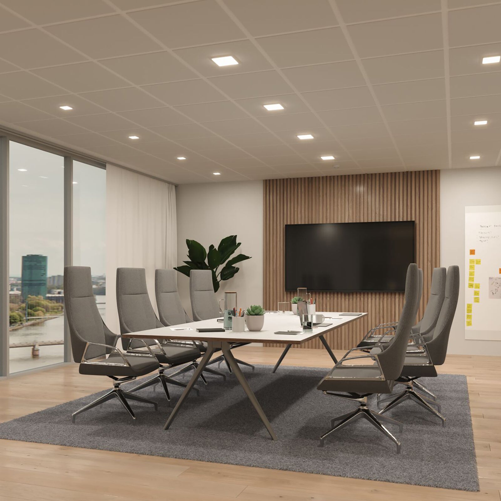 LED innbyggingsspot Veluna Edge 9x9 cm 3000K IP44 hvit installasjonsdetalj