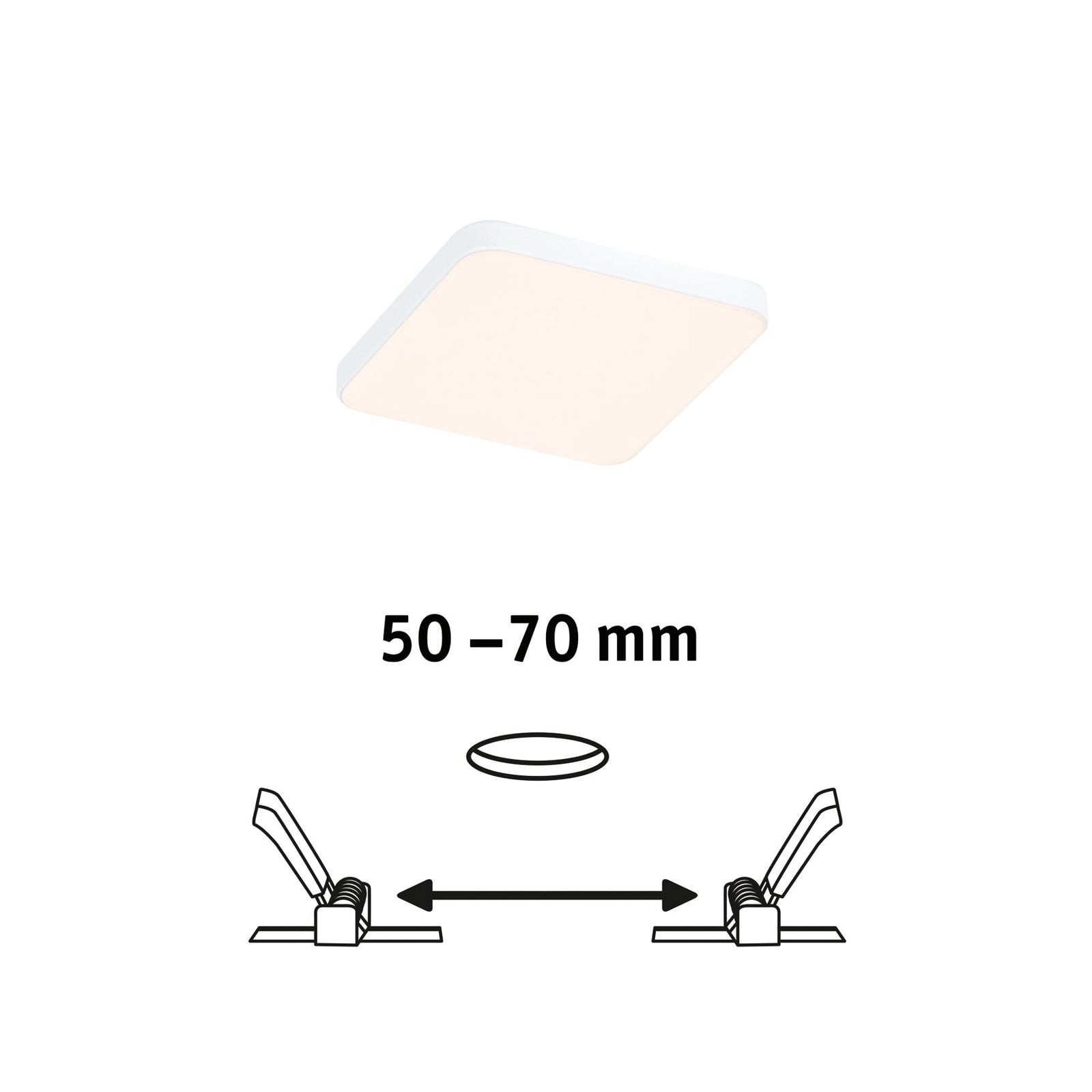 LED innbyggingsspot Veluna Edge 9x9 cm 3000K IP44 hvit lysutstråling
