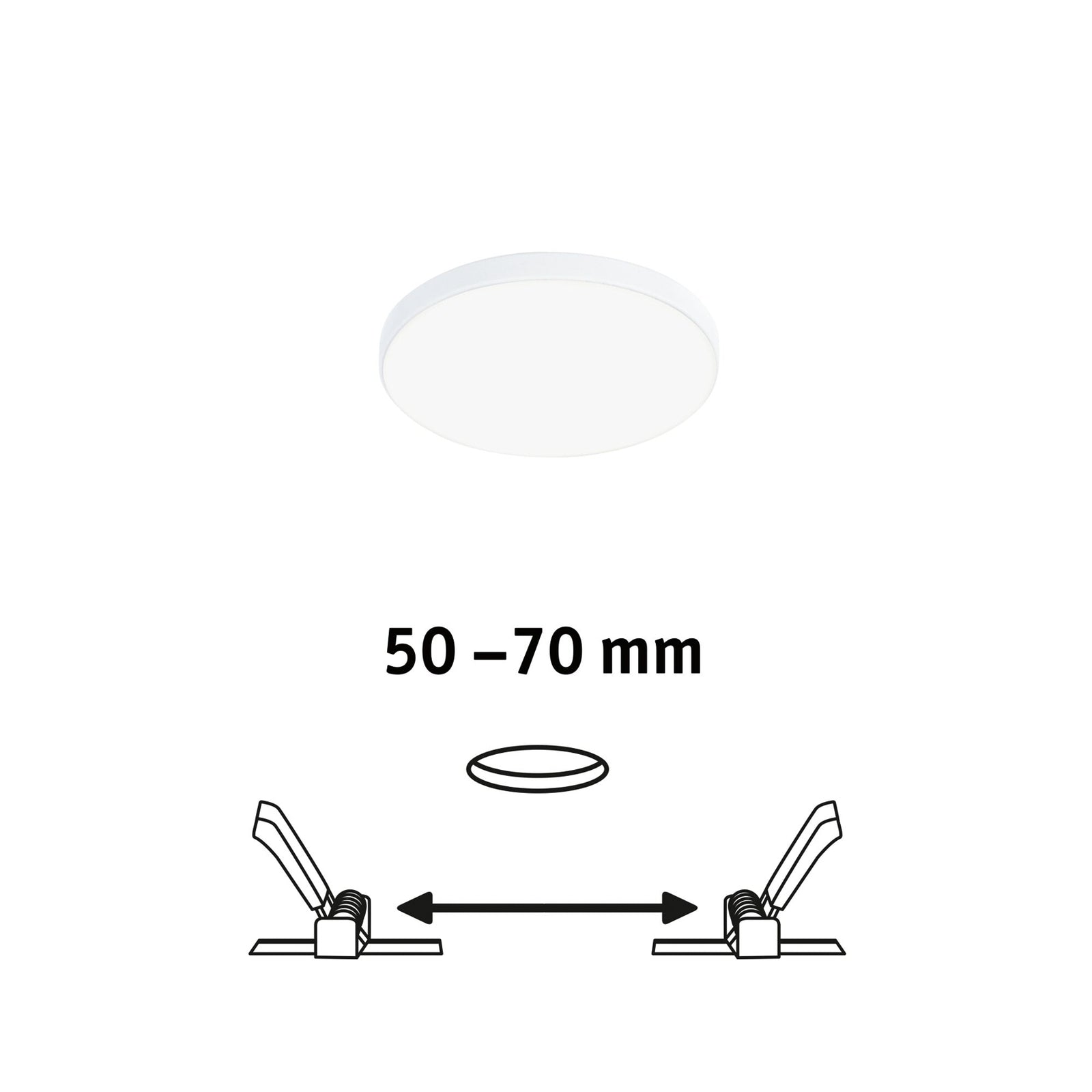 LED innbyggingsspot Veluna Edge hvit Ø9 cm 4000K IP44 installasjonsdetalj