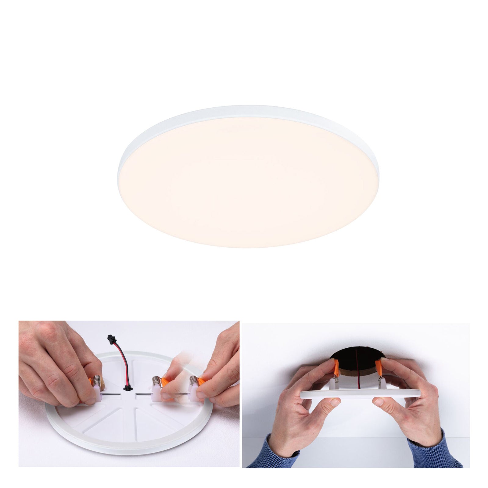 LED innbyggingsspot Veluna Edge rund hvit Ø16 cm IP44 12W bakside