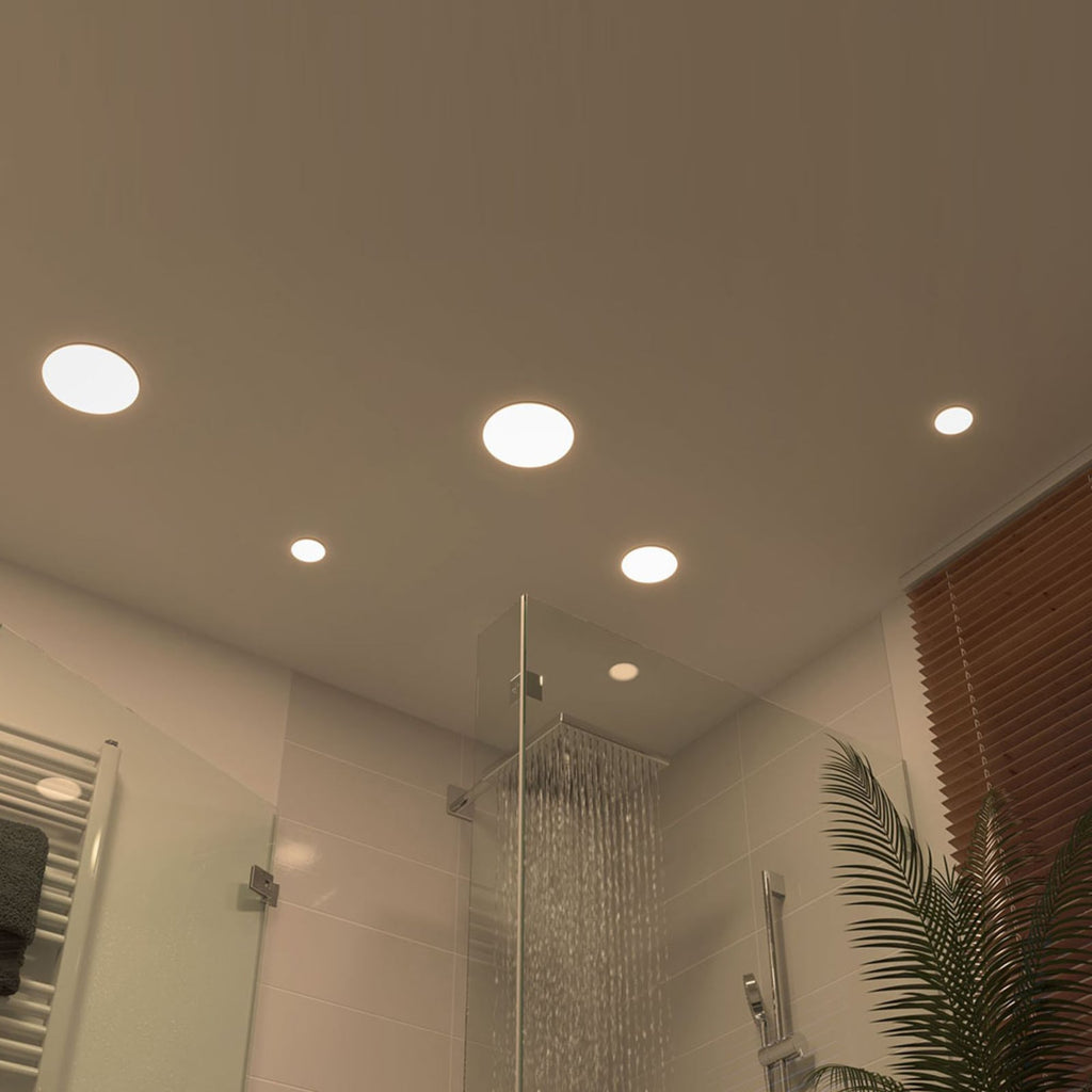 LED innbyggingsspot Veluna hvit Ø18,5 cm 4000K IP44 montert i tak