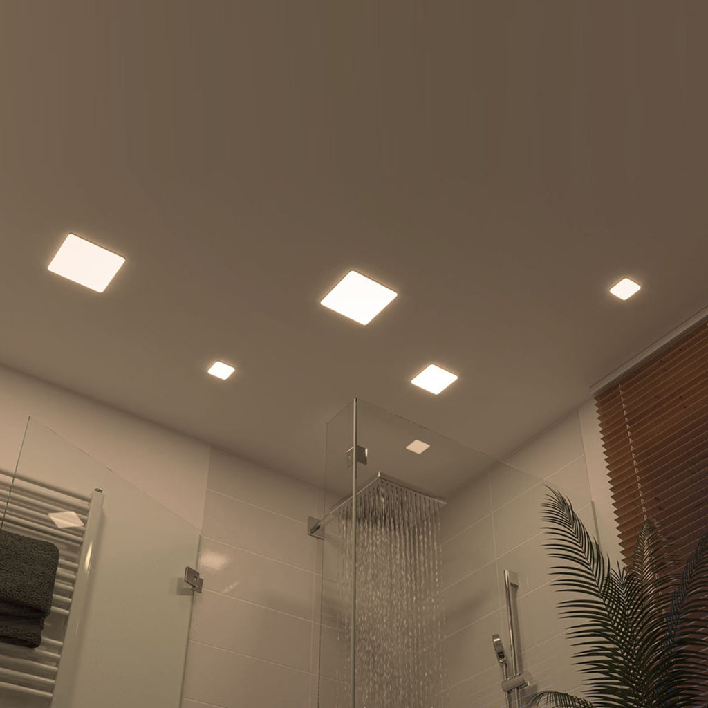 Detalj av LED innbyggingsspot Veluna kvadratisk 18,5 cm 4000K IP44 Paulmann