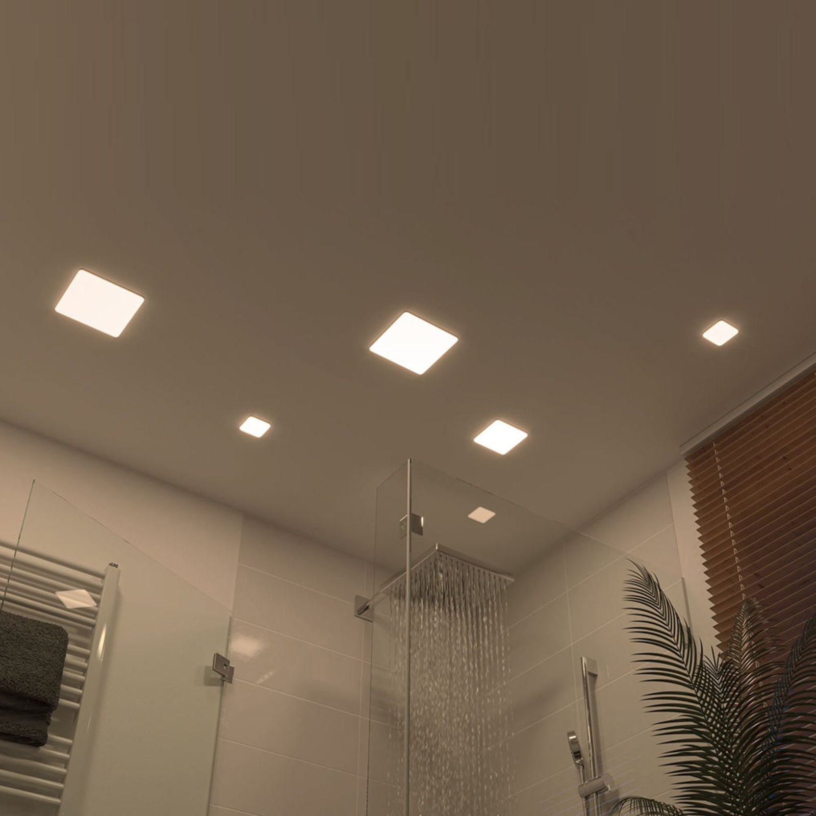 Detalj av LED innbyggingsspot Veluna kvadratisk 18,5 cm 4000K IP44 Paulmann