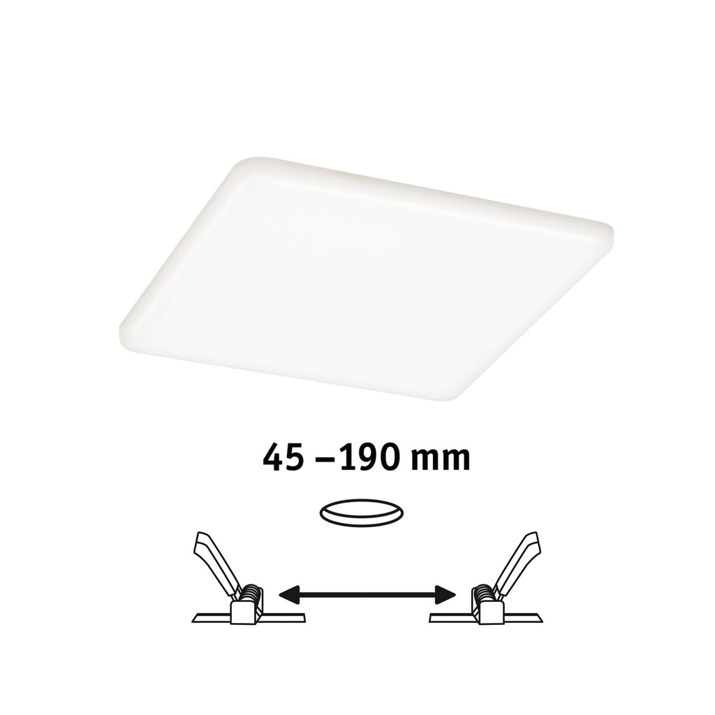LED innbyggingsspot Veluna kvadratisk 18,5 cm 4000K IP44 Paulmann med lys