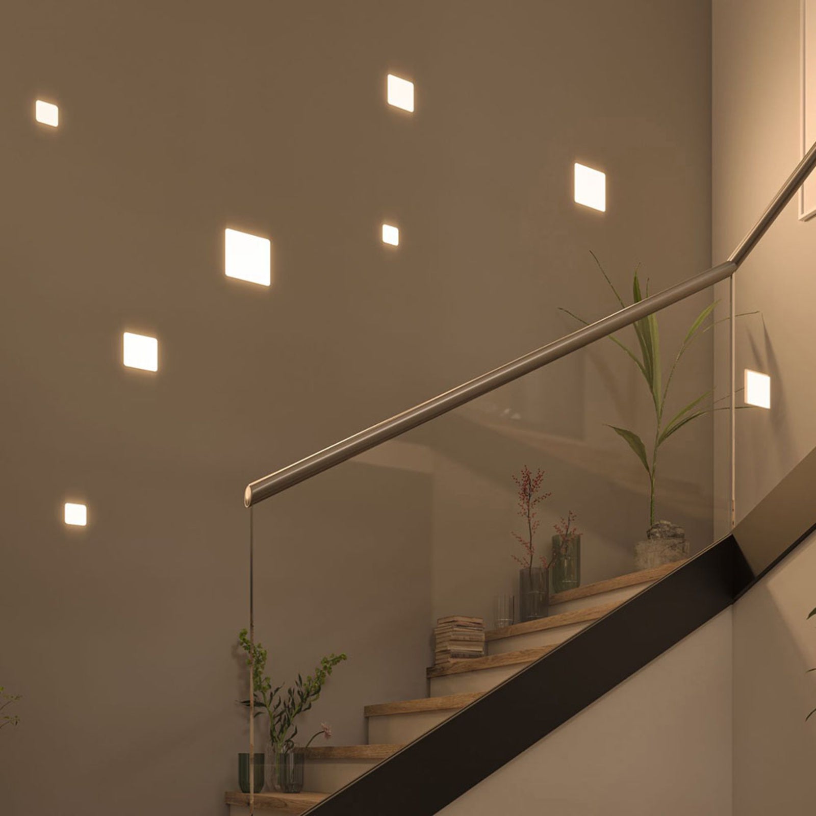 Montert LED innbyggingsspot Veluna kvadratisk hvit 7,5x7,5 cm IP44 i tak
