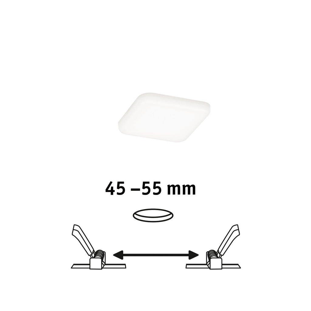 Sideprofil av LED innbyggingsspot Veluna kvadratisk hvit 7,5x7,5 cm IP44