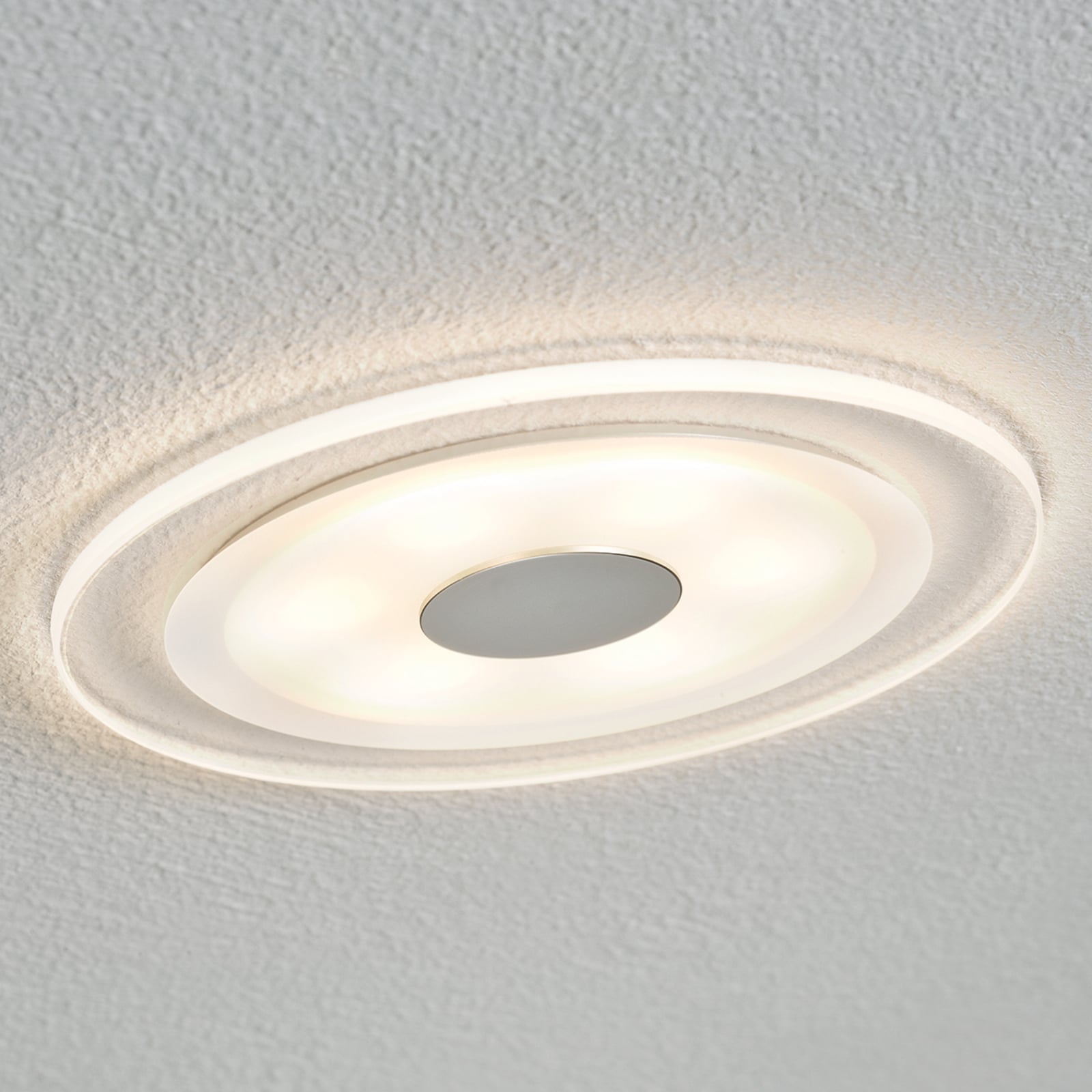 LED innbyggingsspot Whirl matt krom Ø15 cm montert i tak