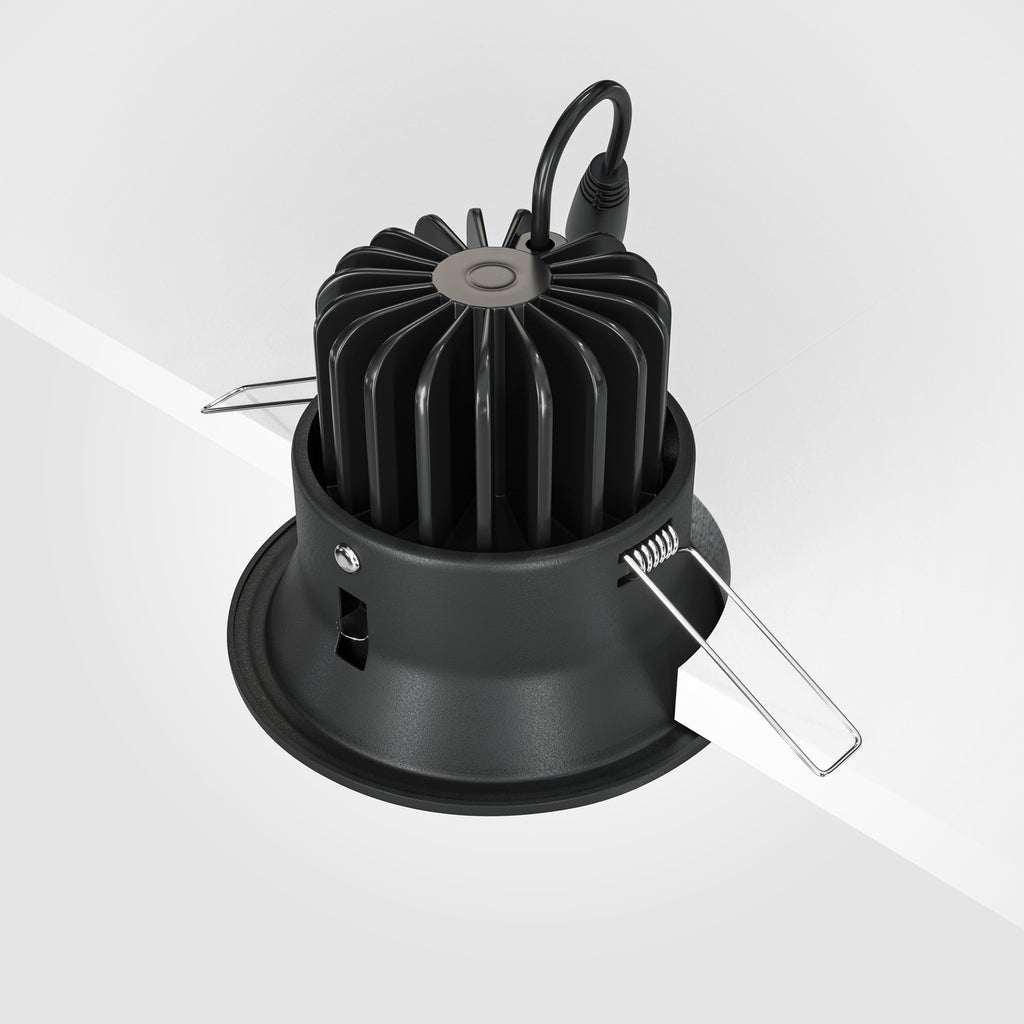 LED innbyggingsspot Yin dimbar svart Ø9,8 cm 12W 3000K montert i tak