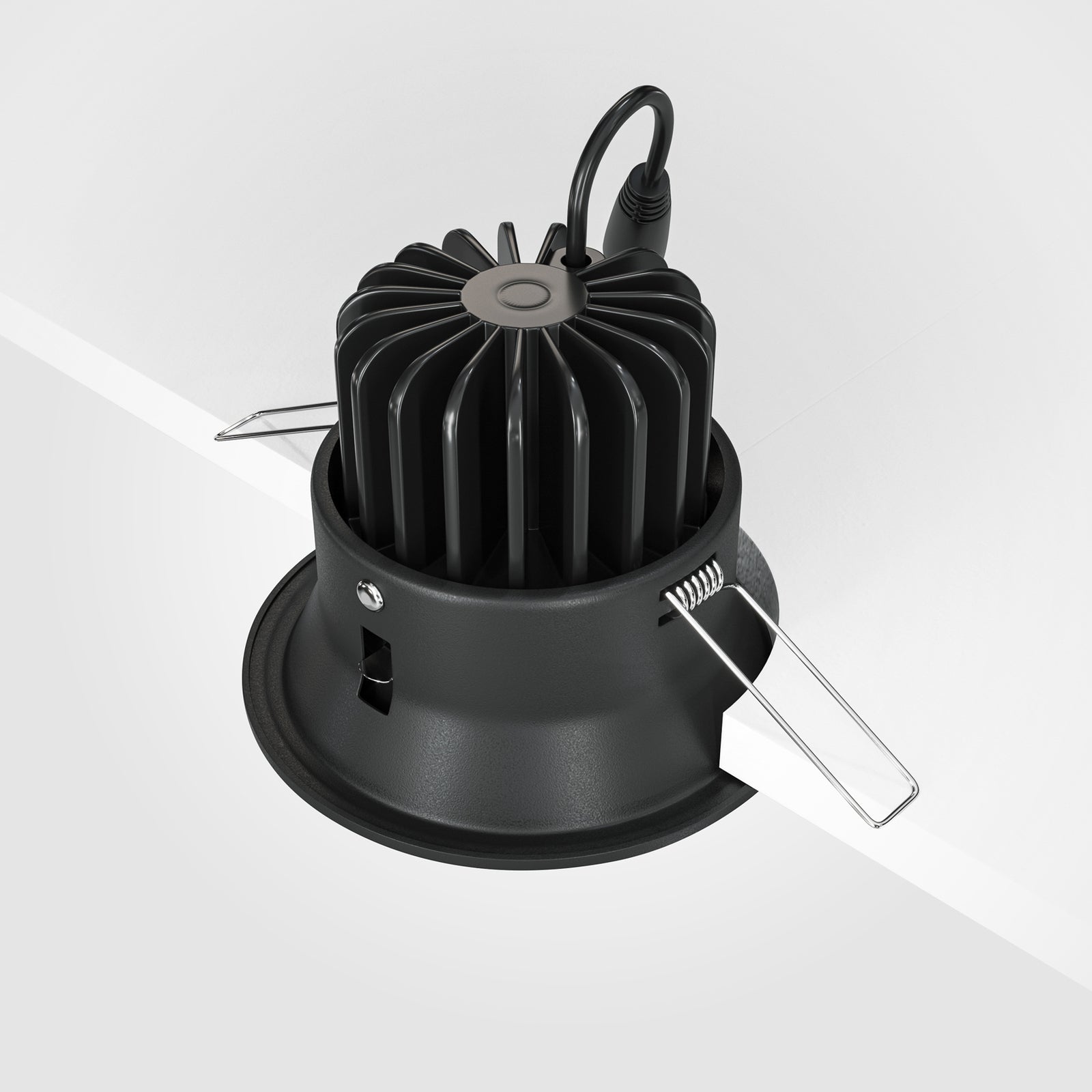 LED innbyggingsspot Yin dimbar svart Ø9,8 cm 12W 3000K montert i tak