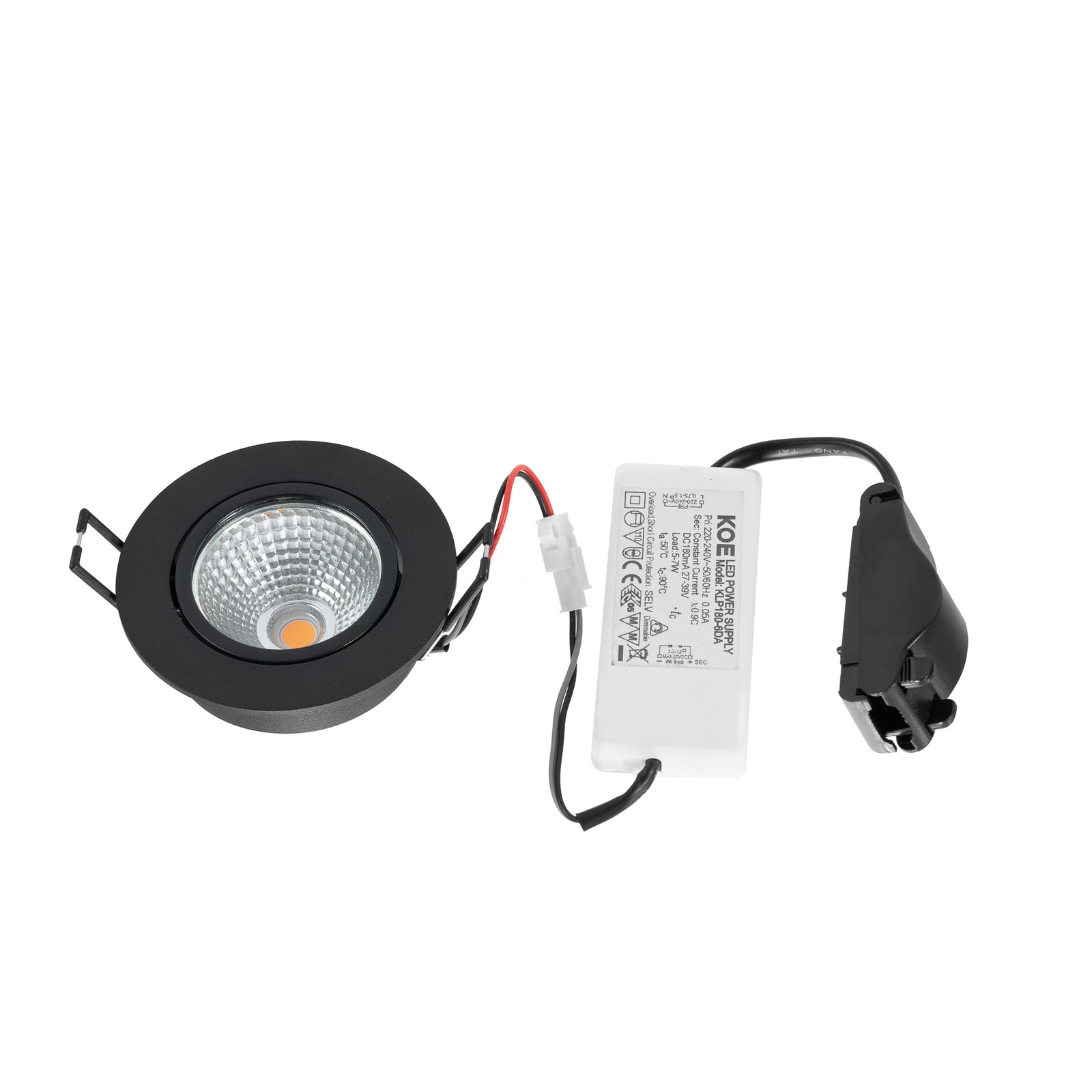 LED innbyggingsspot Zarik dimbar svart montert