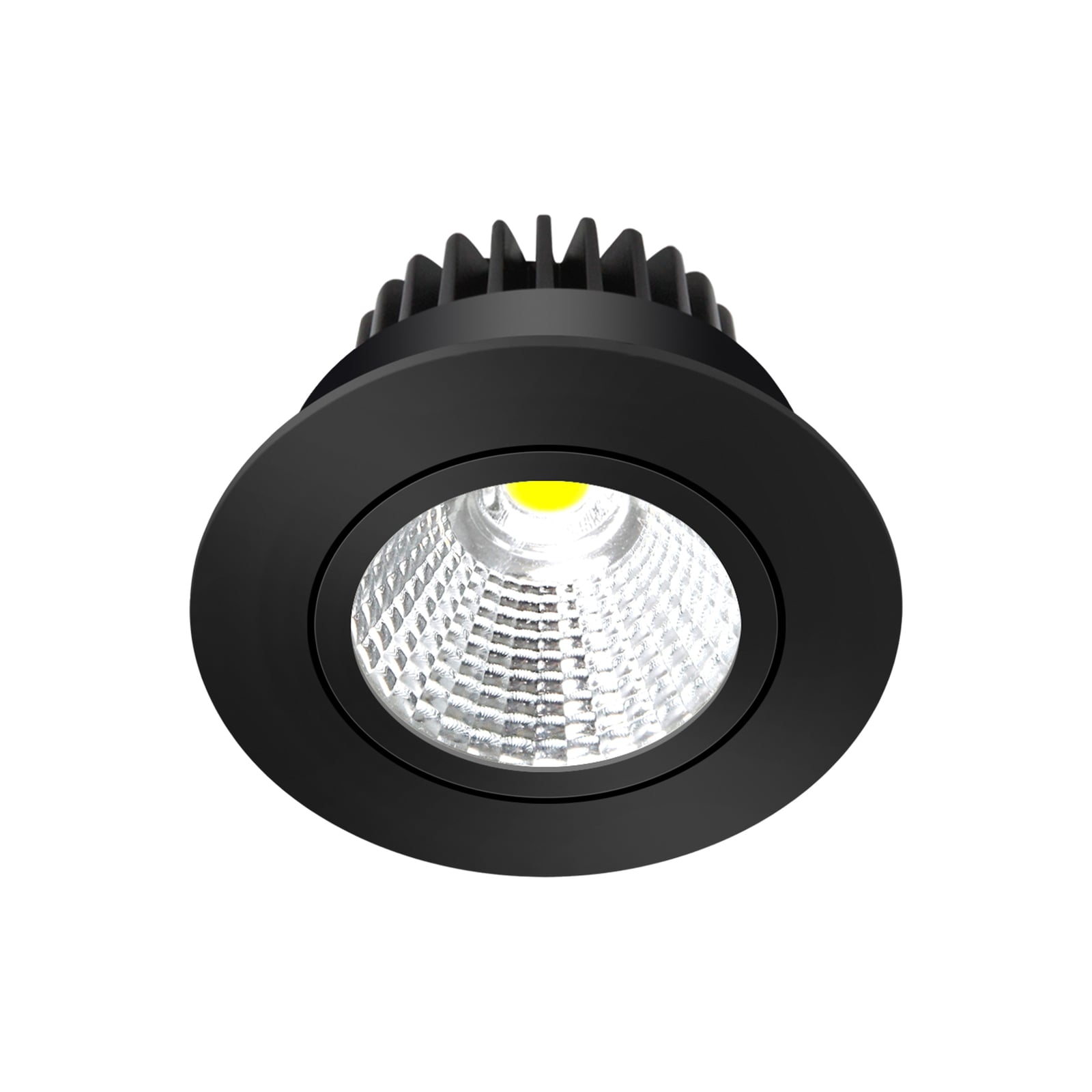 LED innbyggingsspot Zarik dimbar svart Ø8,2 cm 6W 3000K forfra