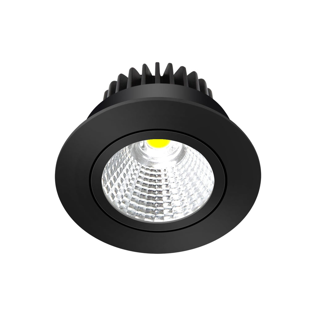 LED innbyggingsspot Zarik dimbar svart Ø8,2 cm 6W 3000K forfra