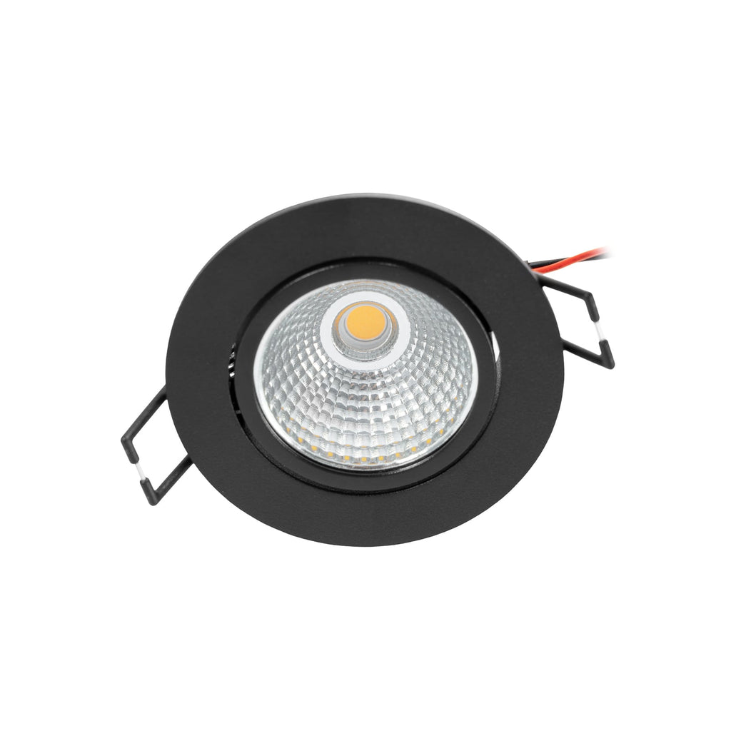 LED innbyggingsspot Zarik dimbar svart Ø8,2 cm 6W 3000K i interiør