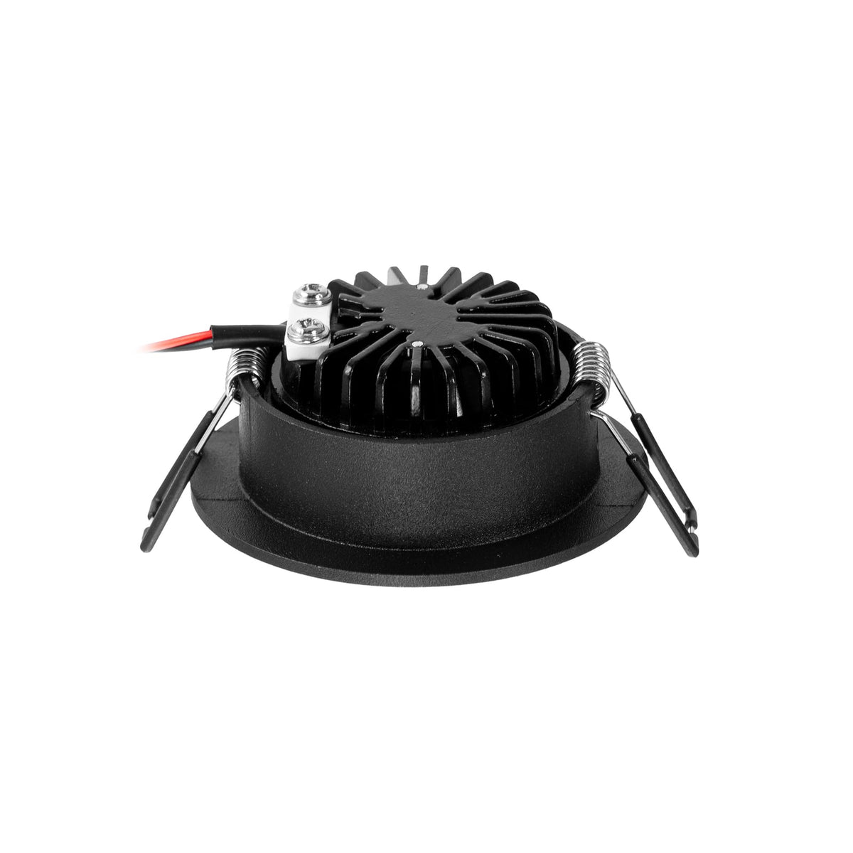 LED innbyggingsspot Zarik dimbar svart Ø8,2 cm 6W 3000K monteringsdetalj