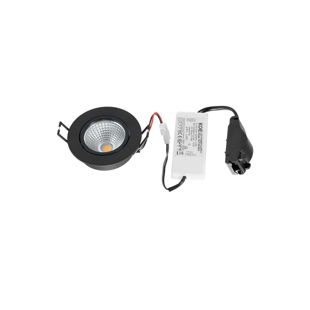Montert LED innbyggingsspot Zarik dimbar svart Ø8,2 cm 6W 3000K i tak