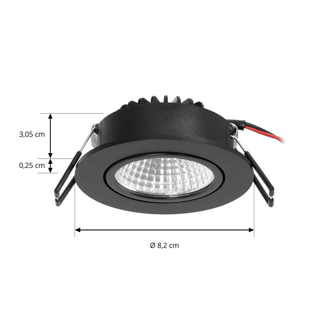 Nærbilde av LED innbyggingsspot Zarik dimbar svart Ø8,2 cm 6W 3000K