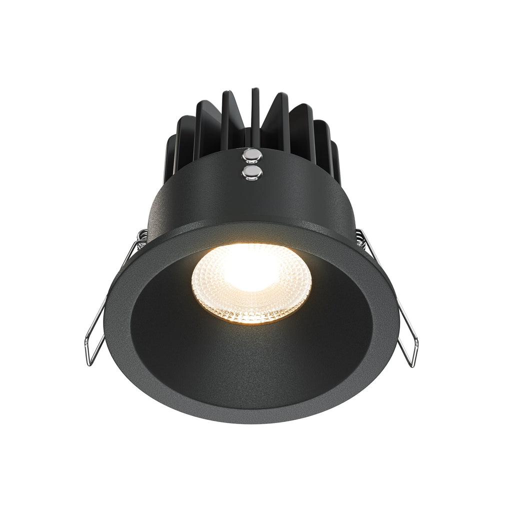 LED innbyggingsspot Zoom rund 12W 3000K IP65 dimbar svart forfra