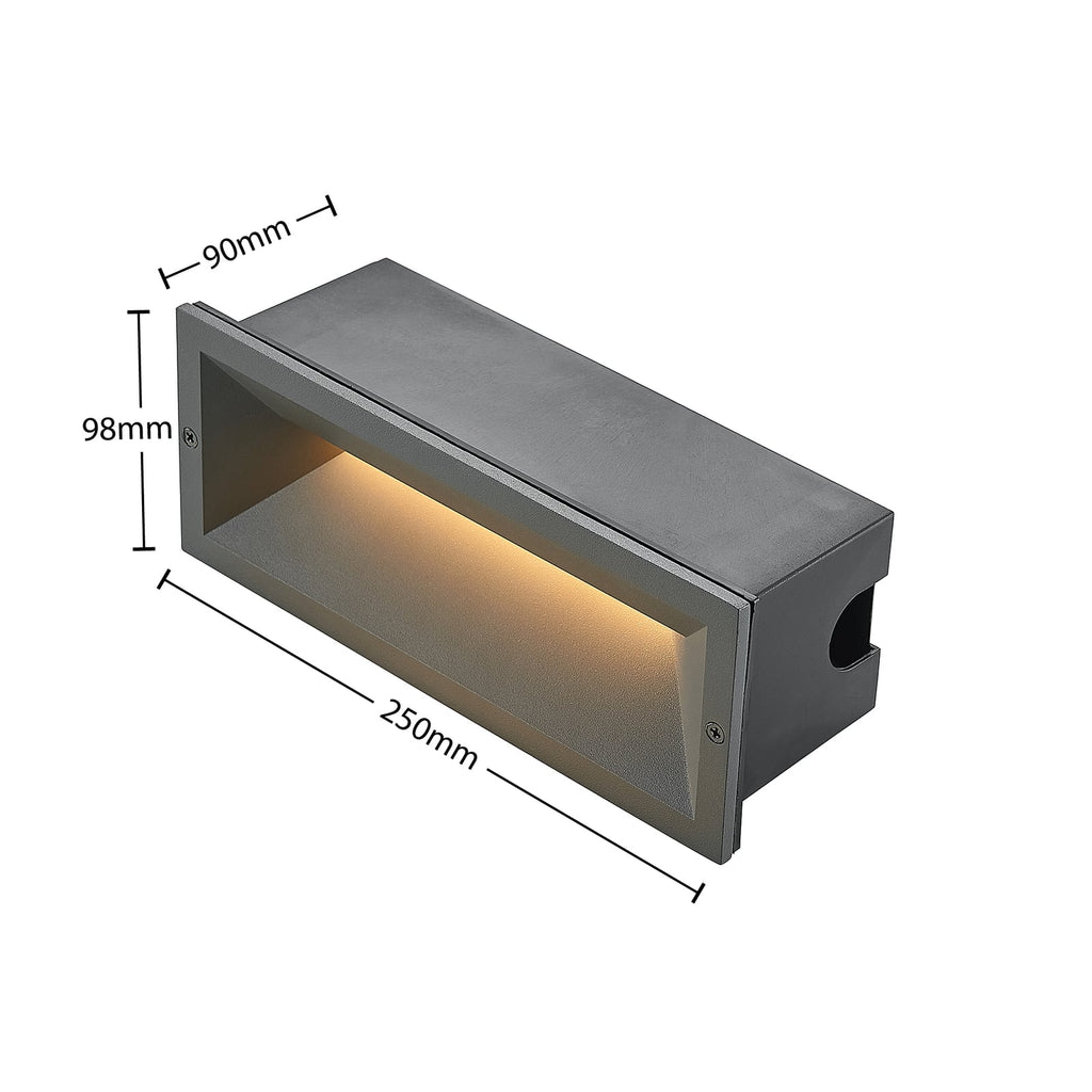Sideprofil av LED innfellingsvegglampe Jaano antrasitt aluminium