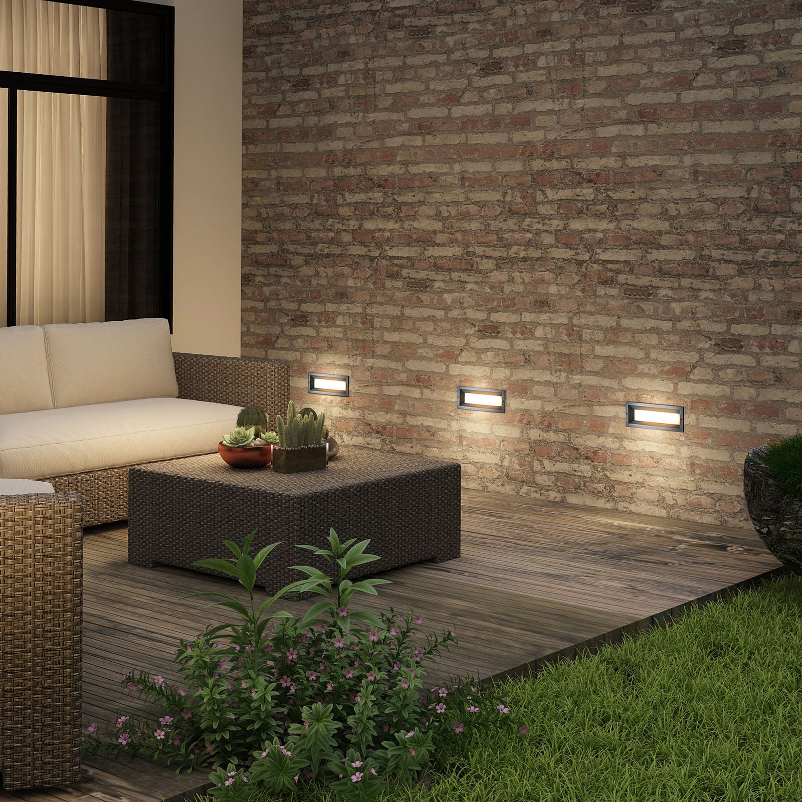 LED innfellingsvegglampe Lachlain antrasitt aluminium bakside