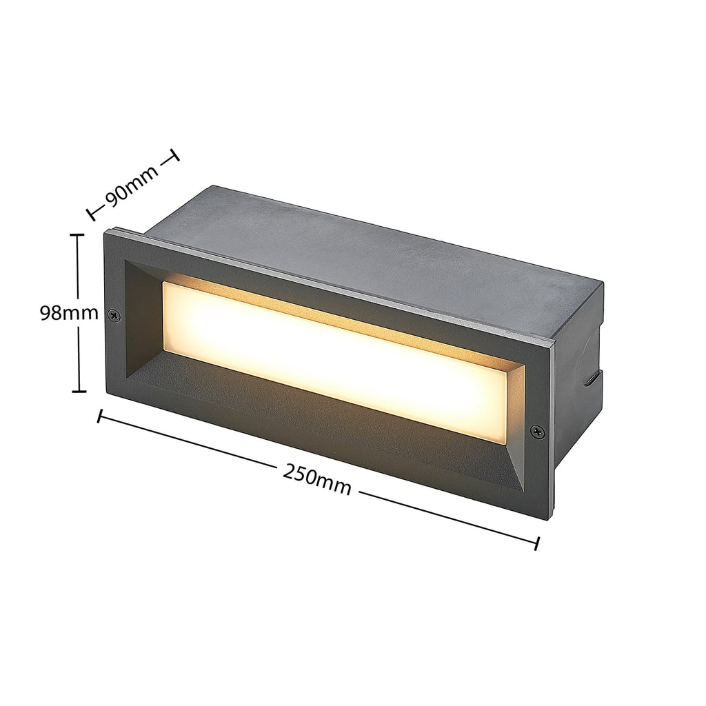 LED innfellingsvegglampe Lachlain antrasitt aluminium monteringsdetalj