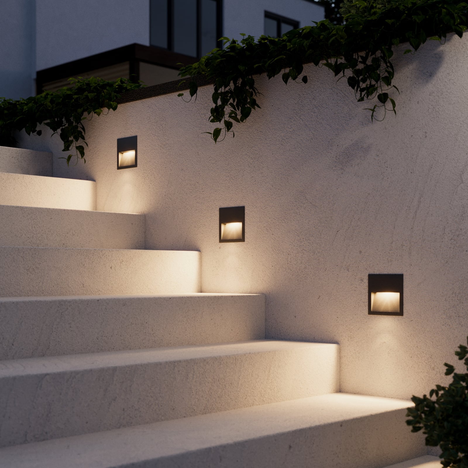 LED innfellingsvegglampe Loya kvadratisk grå bakside