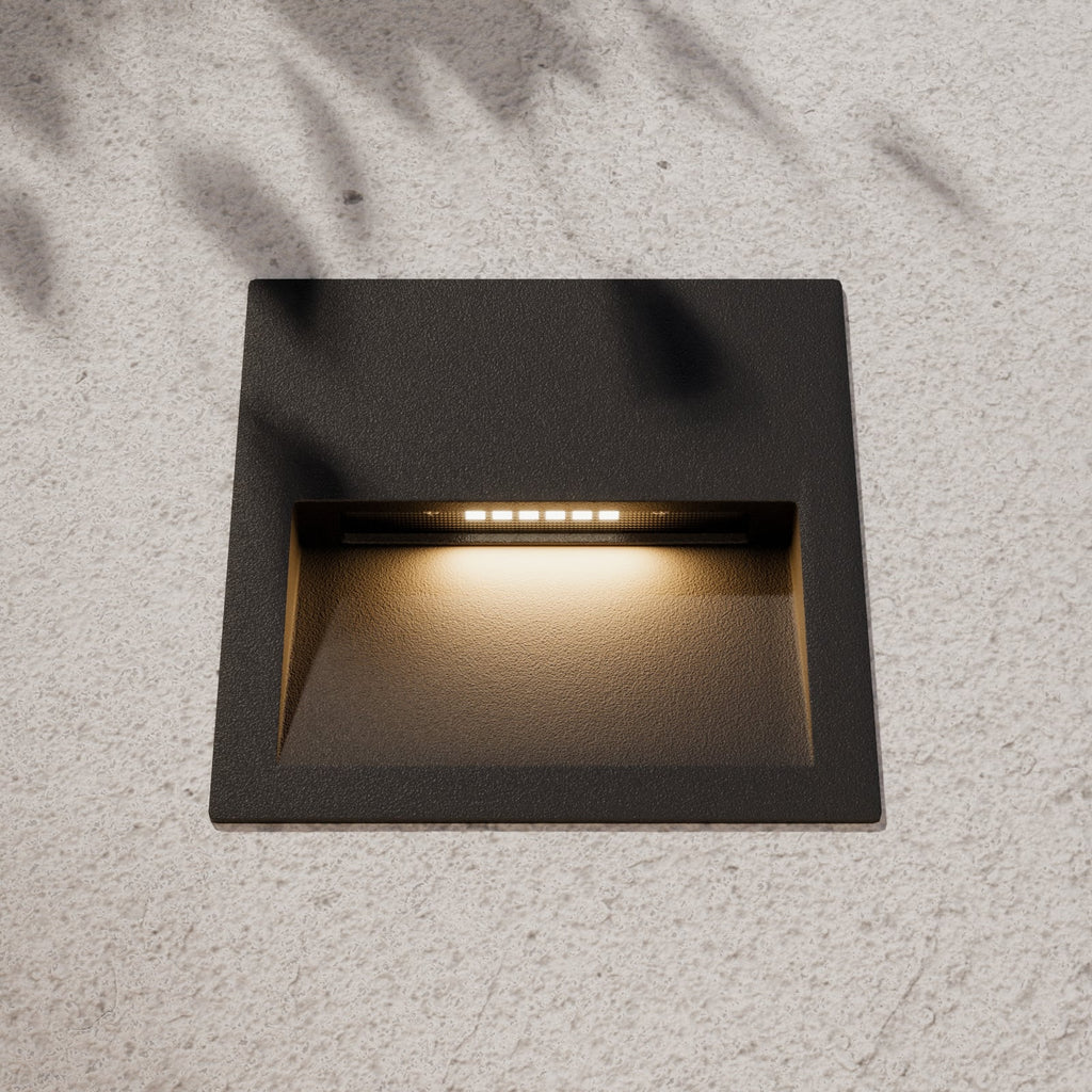 LED innfellingsvegglampe Loya kvadratisk grå nærbilde av materialer
