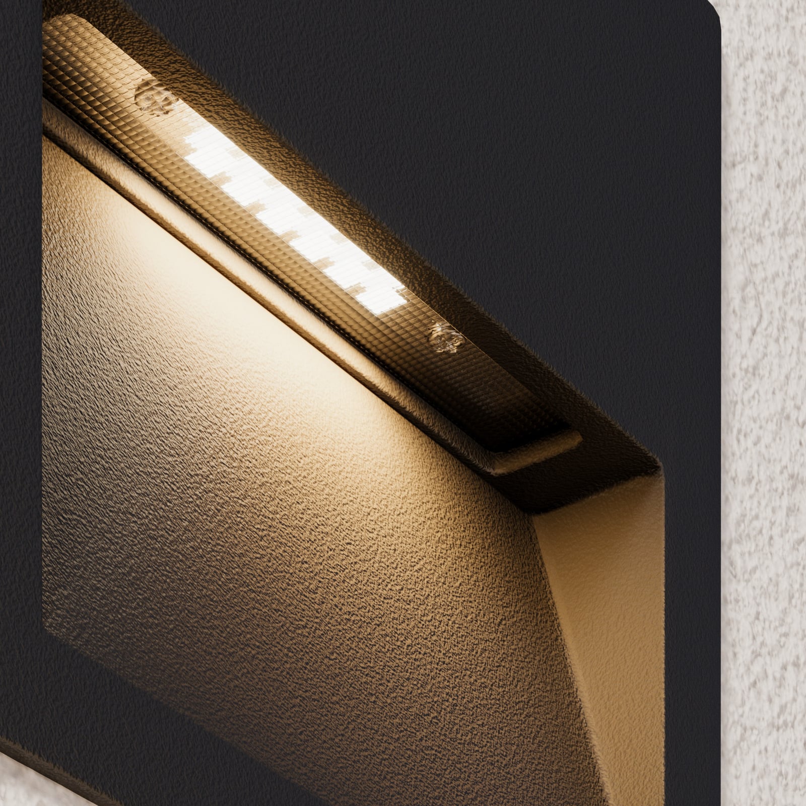 LED innfellingsvegglampe Loya kvadratisk grå lysutslipp