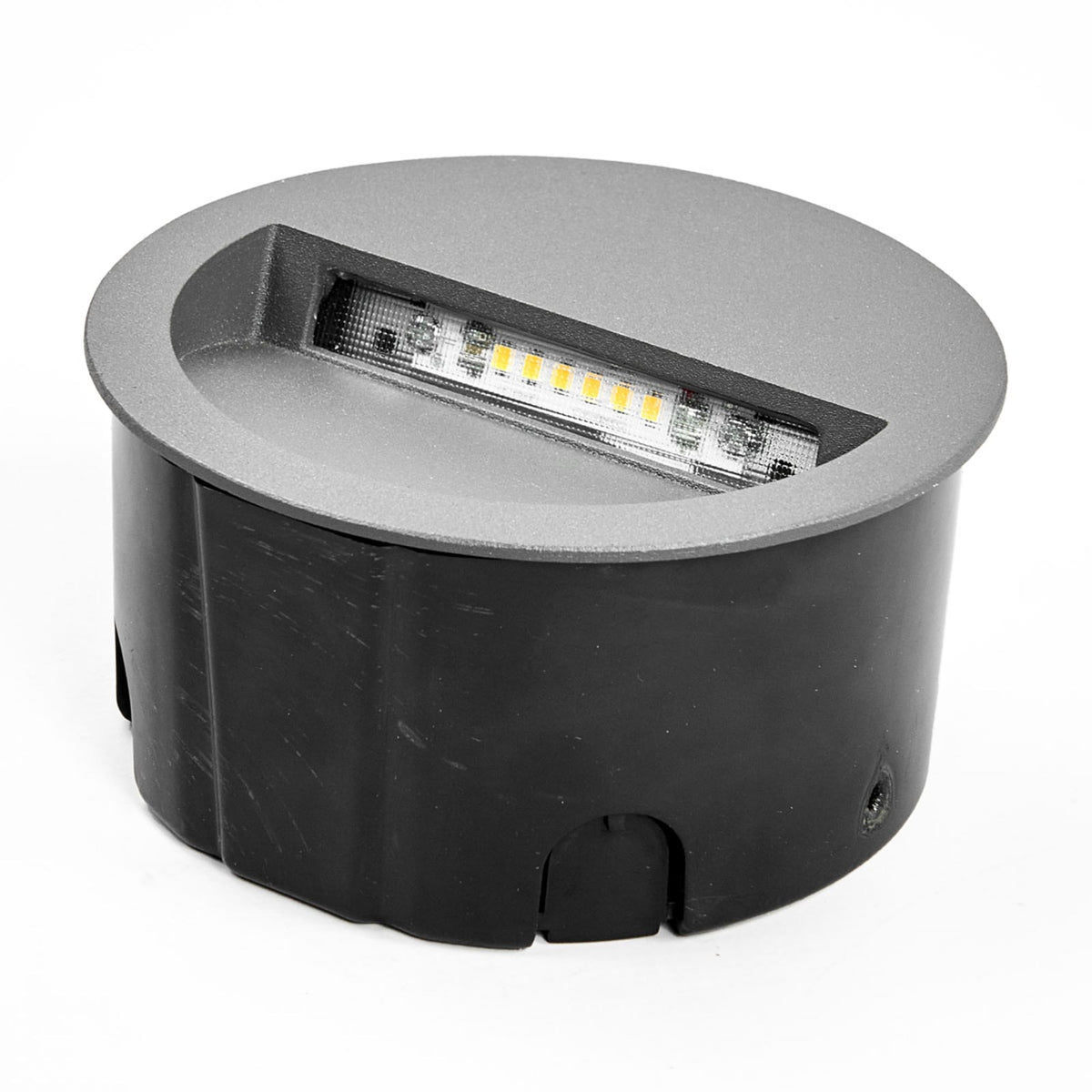 LED innfellingsvegglampe Loya rund grå med innbyggingsboks