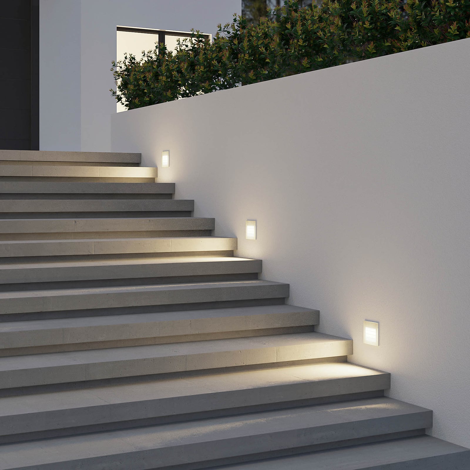 LED innfelt vegglampe Zamo raster hvit dimbar IP65 bakside
