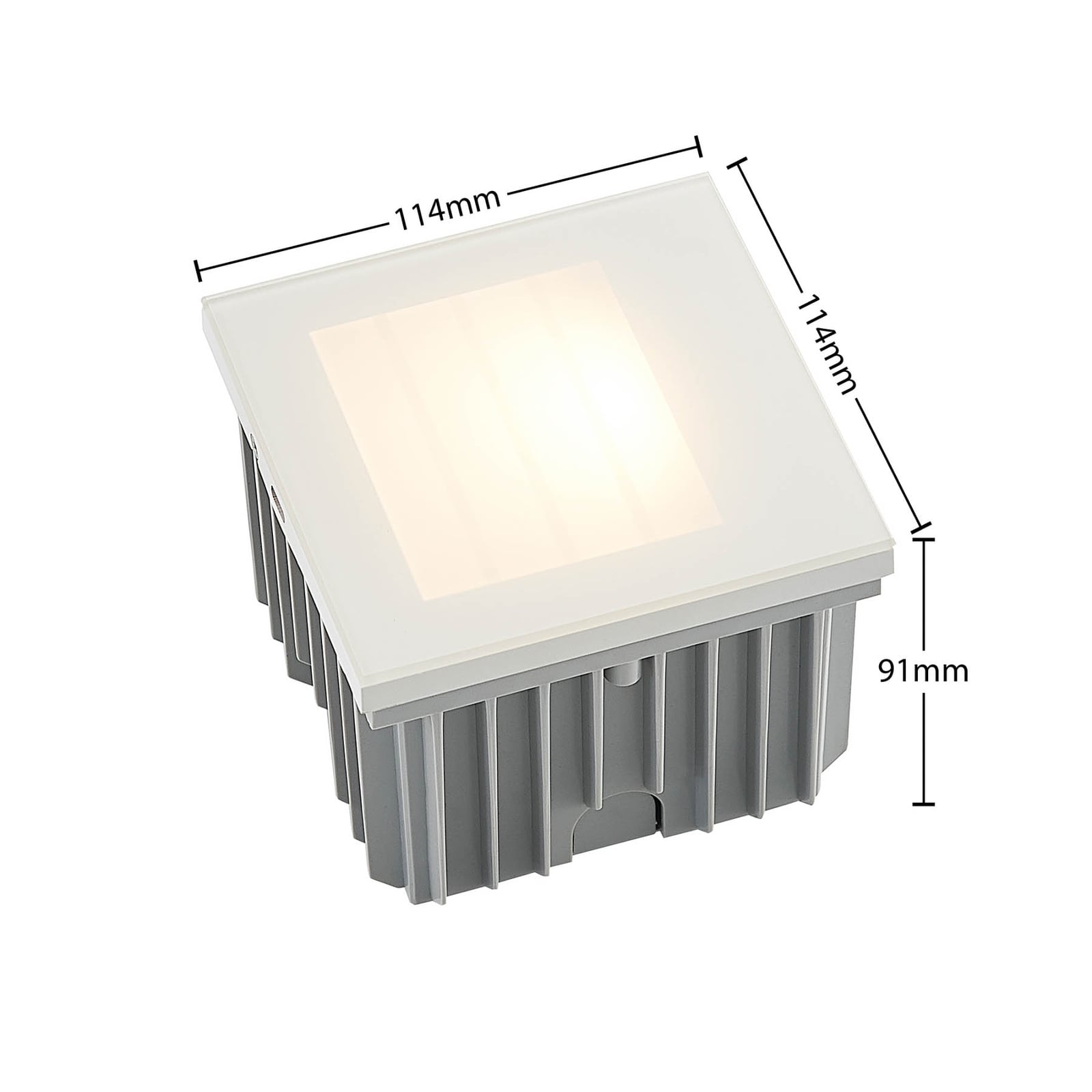 LED innfelt vegglampe Zamo raster hvit dimbar IP65 sett fra siden