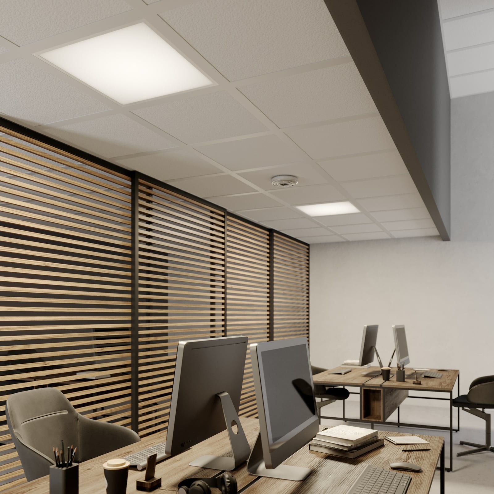 LED-innlegningspanel Vinas hvit 62x62 cm 31W bakside