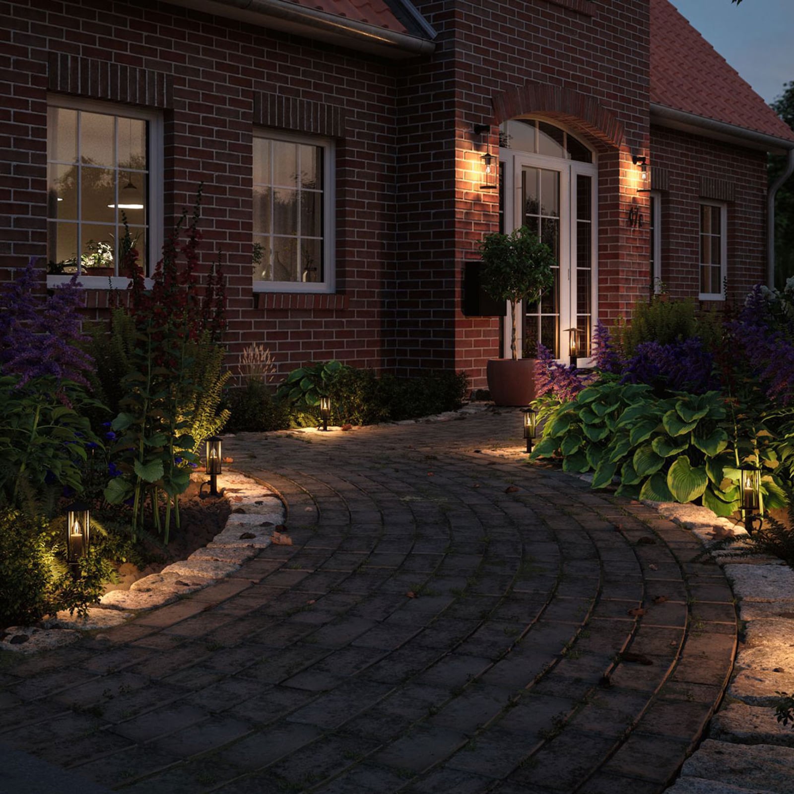 Detalj av LED jordspydlampe Classic Lantern dimbar E14 IP44 Paulmann